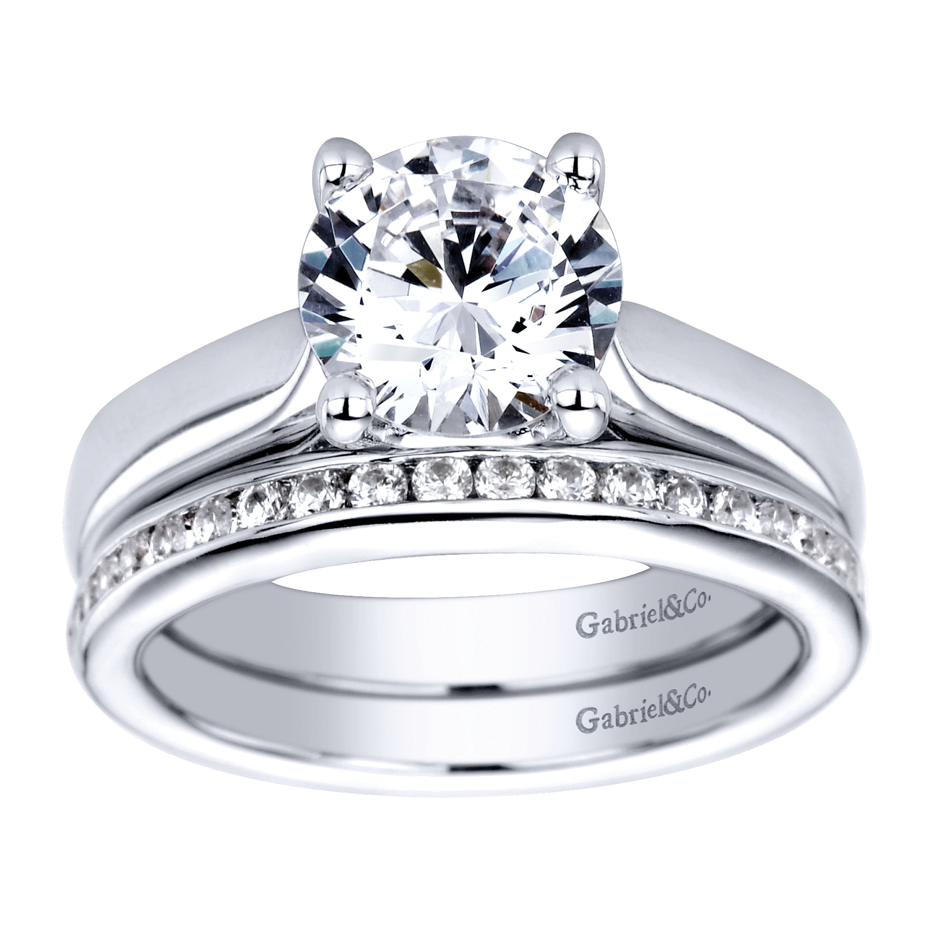 14k White Gold Solitaire Engagement Ring angle 4 14k White Gold Solitaire Engagement Ring angle 4