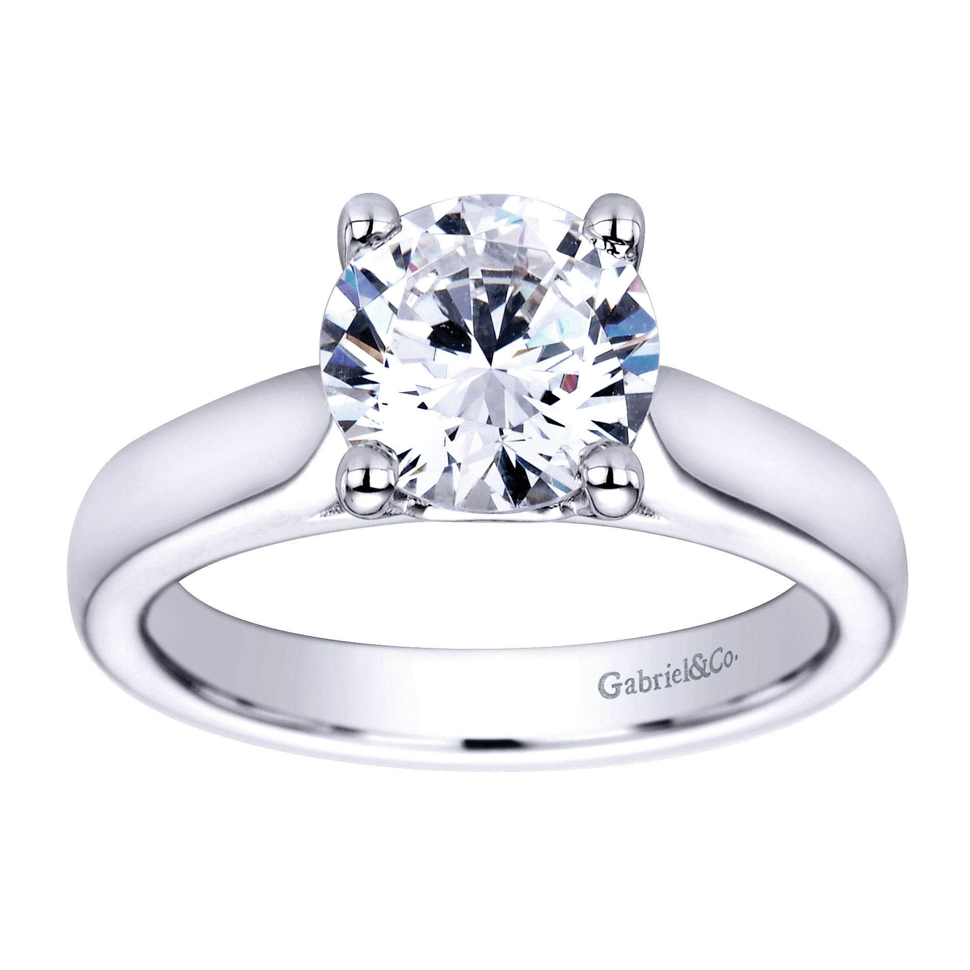 14k White Gold Solitaire Engagement Ring angle 5 14k White Gold Solitaire Engagement Ring angle 5