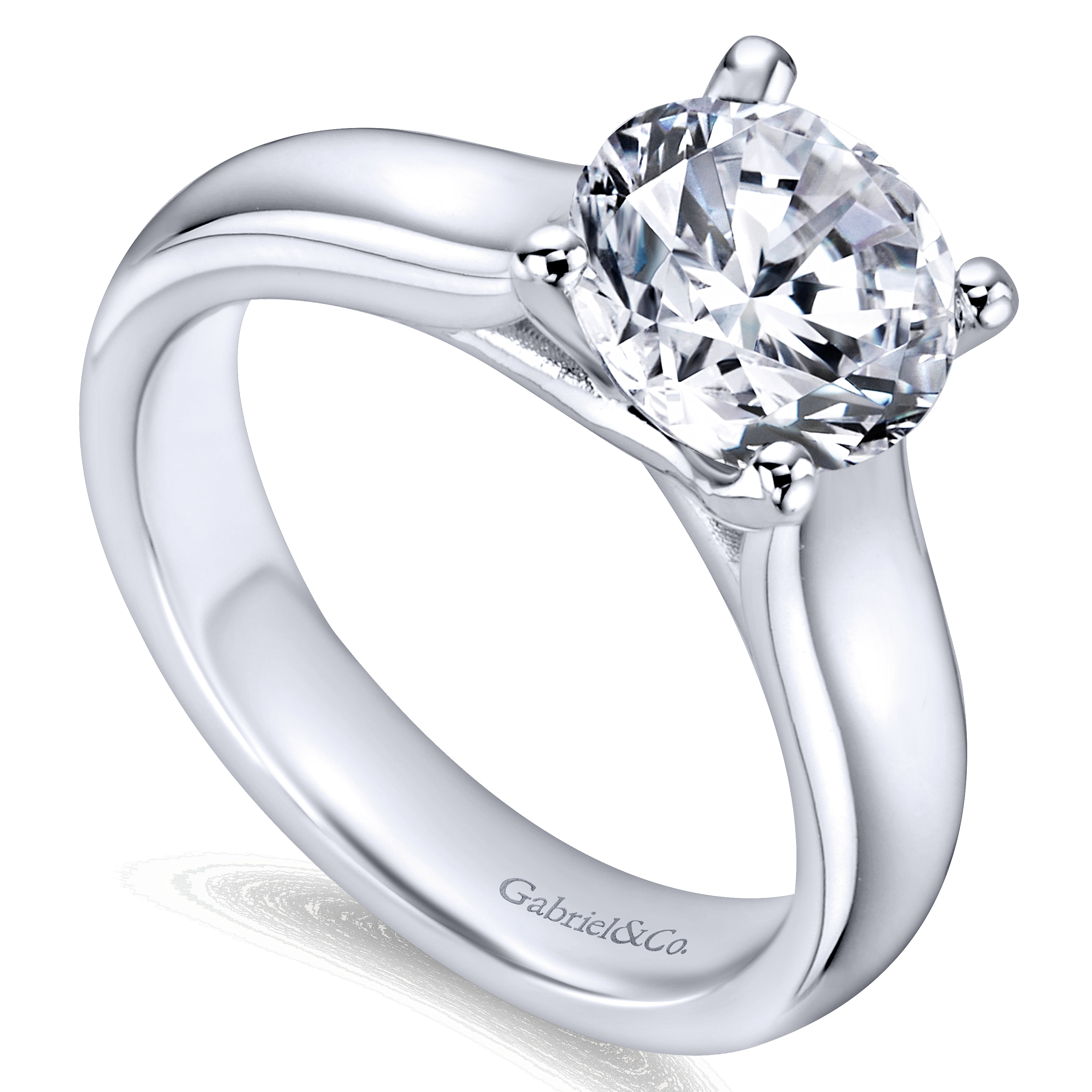 14k White Gold Solitaire Engagement Ring angle 3 14k White Gold Solitaire Engagement Ring angle 3