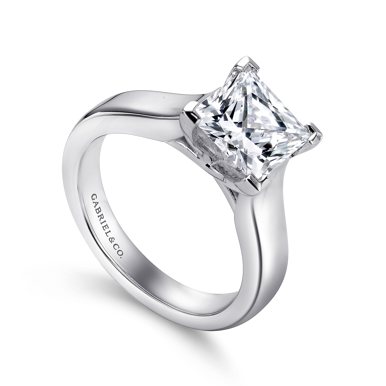 14k White Gold Solitaire Engagement Ring angle 3 14k White Gold Solitaire Engagement Ring angle 3