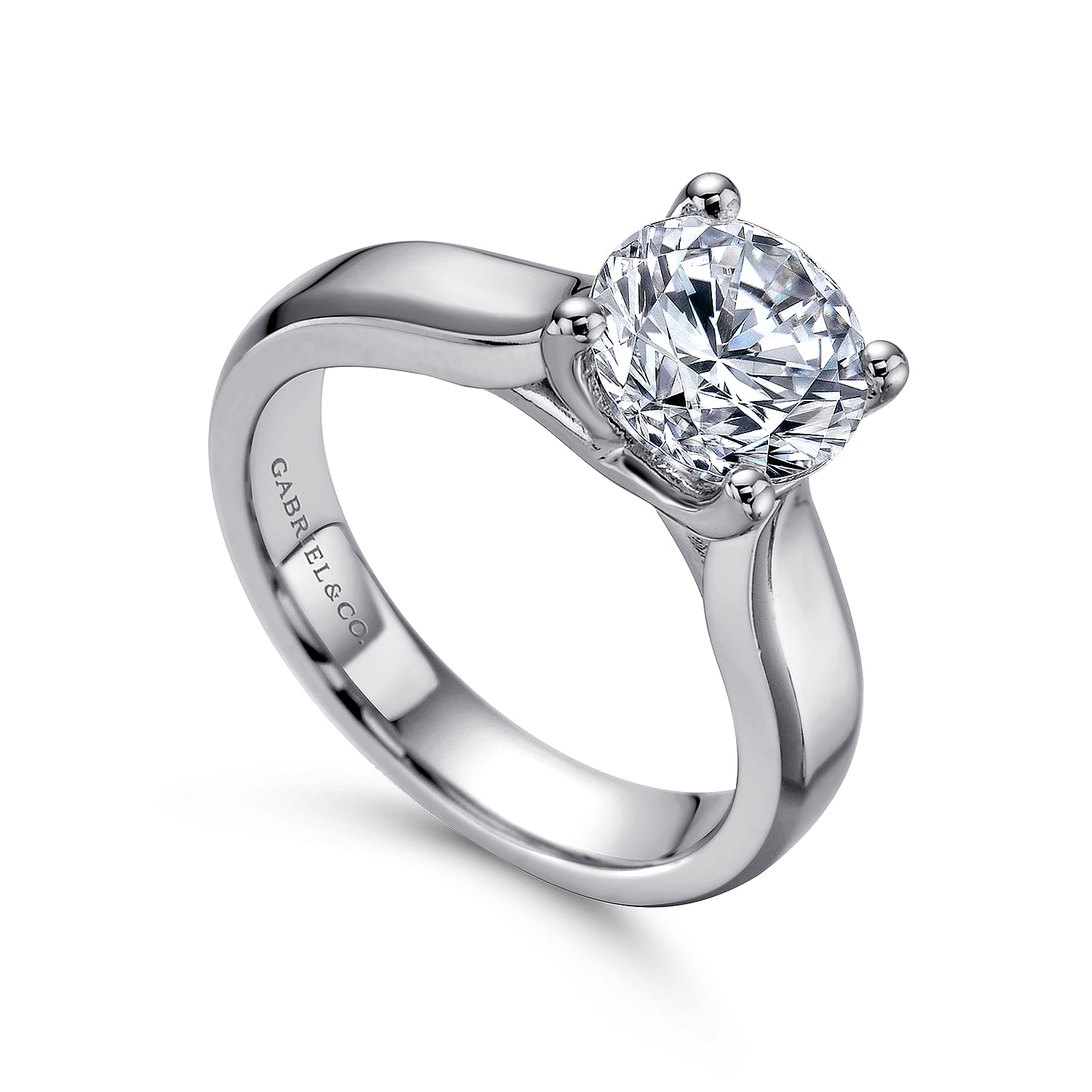 14k White Gold Solitaire Engagement Ring angle 3 14k White Gold Solitaire Engagement Ring angle 3