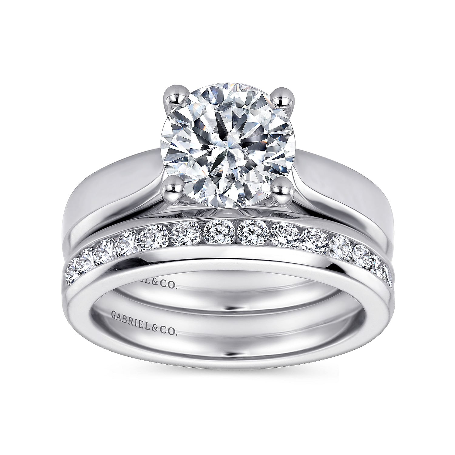 14k White Gold Solitaire Engagement Ring angle 4 14k White Gold Solitaire Engagement Ring angle 4