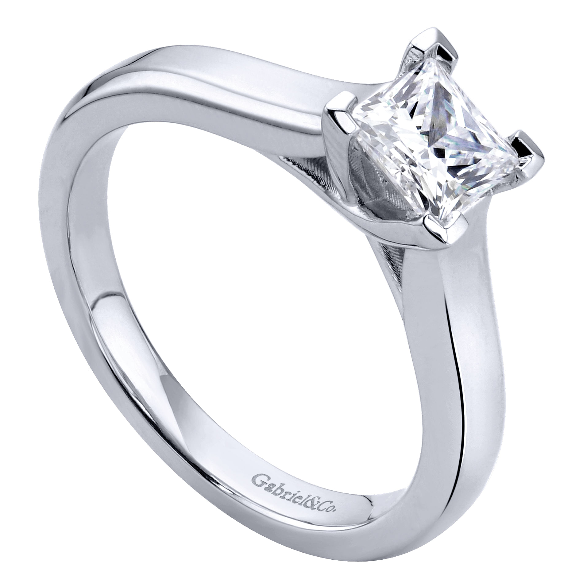 14k White Gold Solitaire Engagement Ring angle 3 14k White Gold Solitaire Engagement Ring angle 3