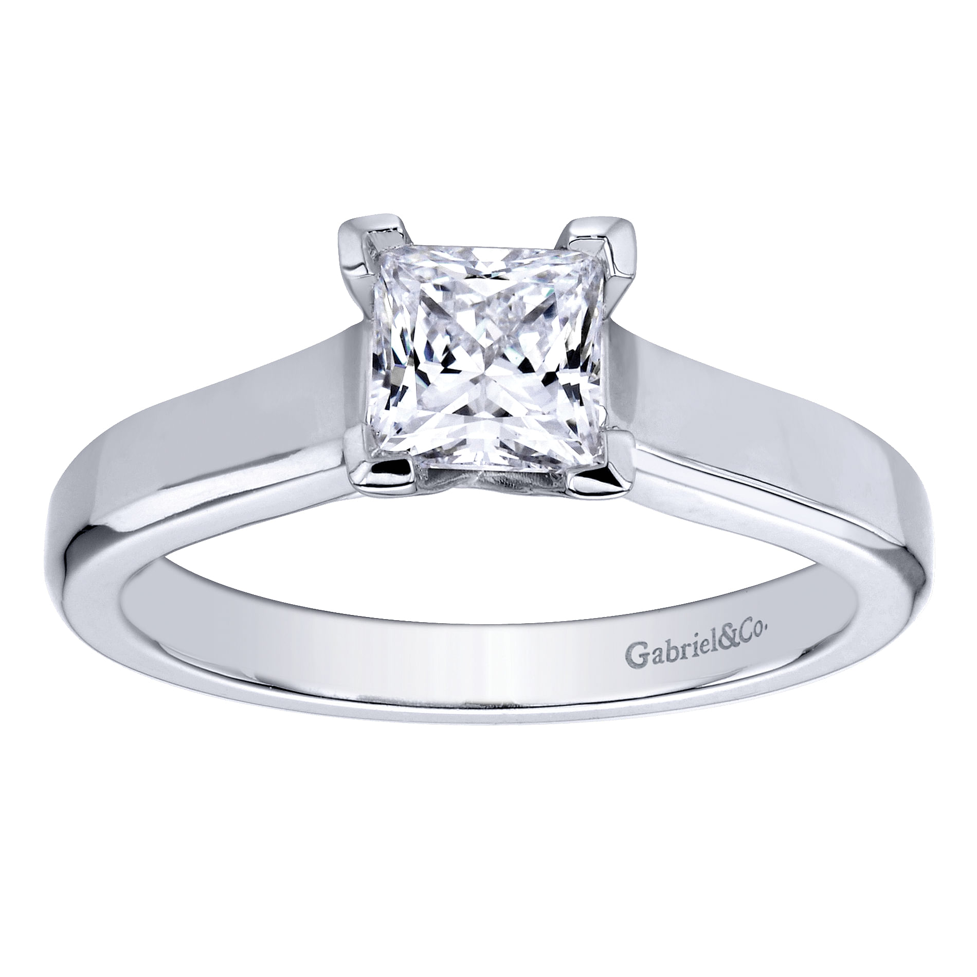 14k White Gold Solitaire Engagement Ring angle 5 14k White Gold Solitaire Engagement Ring angle 5