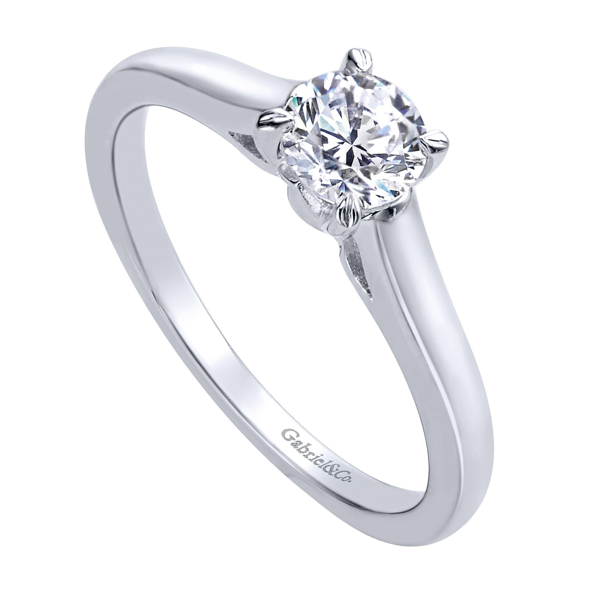 14k White Gold Solitaire Engagement Ring angle 3 14k White Gold Solitaire Engagement Ring angle 3