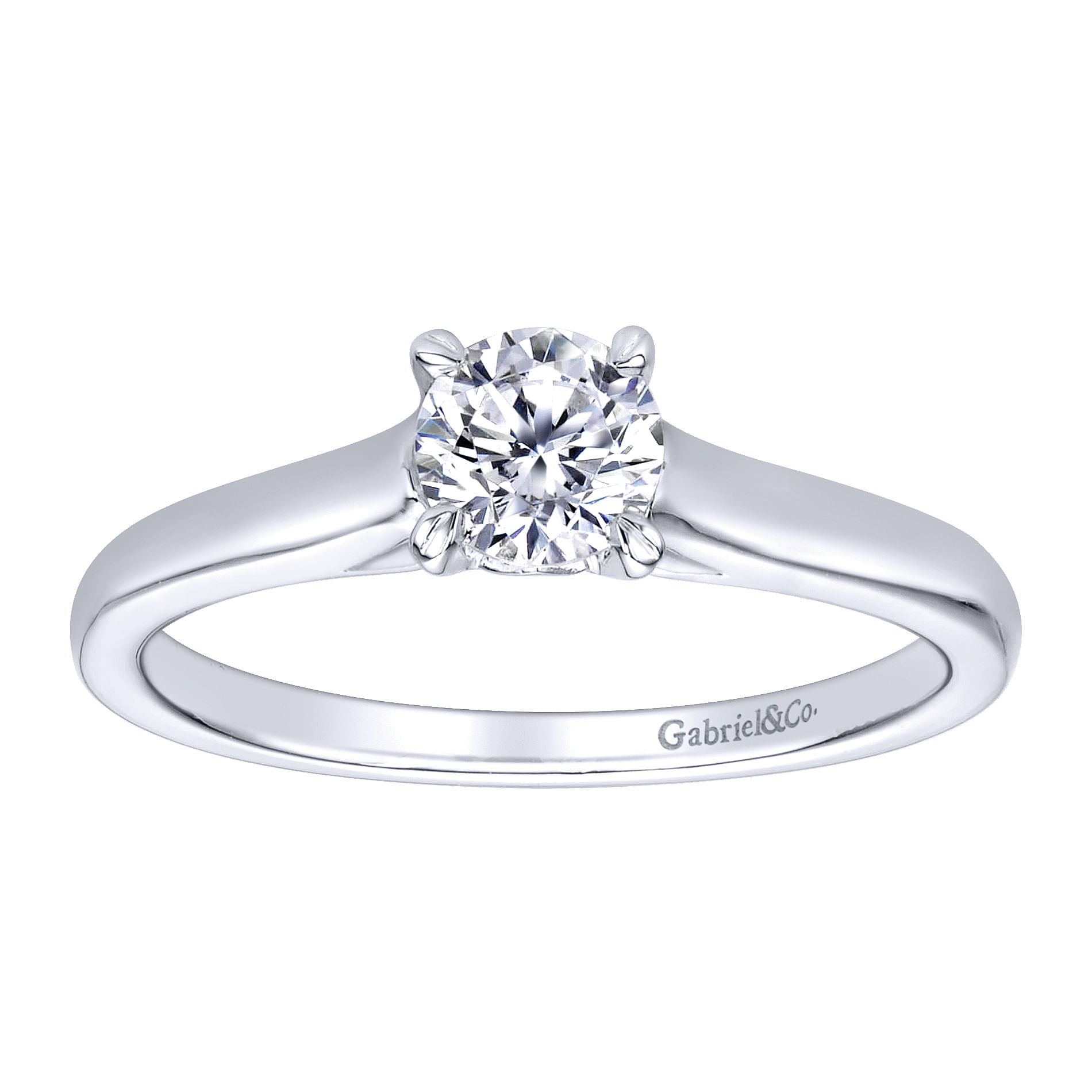 14k White Gold Solitaire Engagement Ring angle 5 14k White Gold Solitaire Engagement Ring angle 5