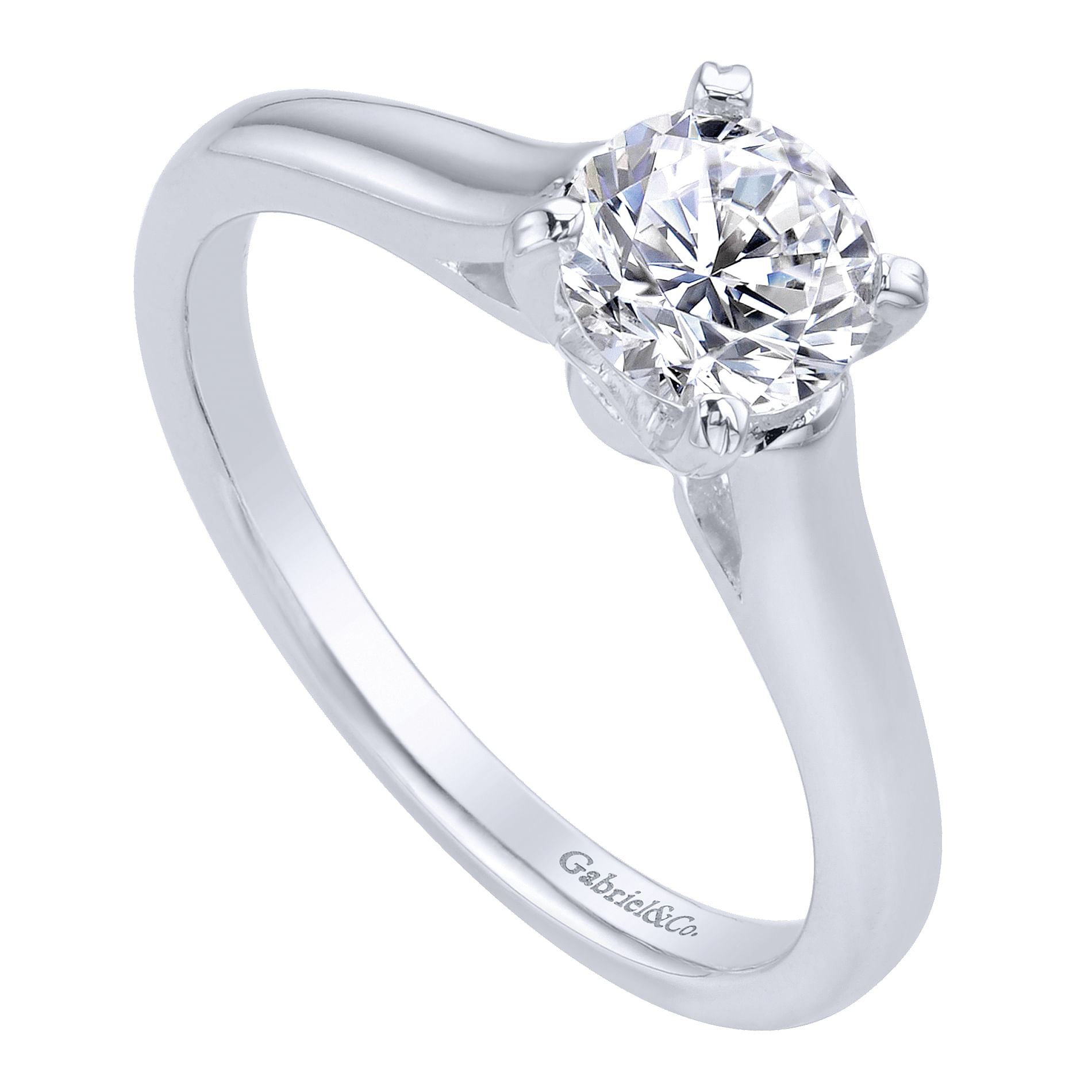 14k White Gold Solitaire Engagement Ring angle 3 14k White Gold Solitaire Engagement Ring angle 3