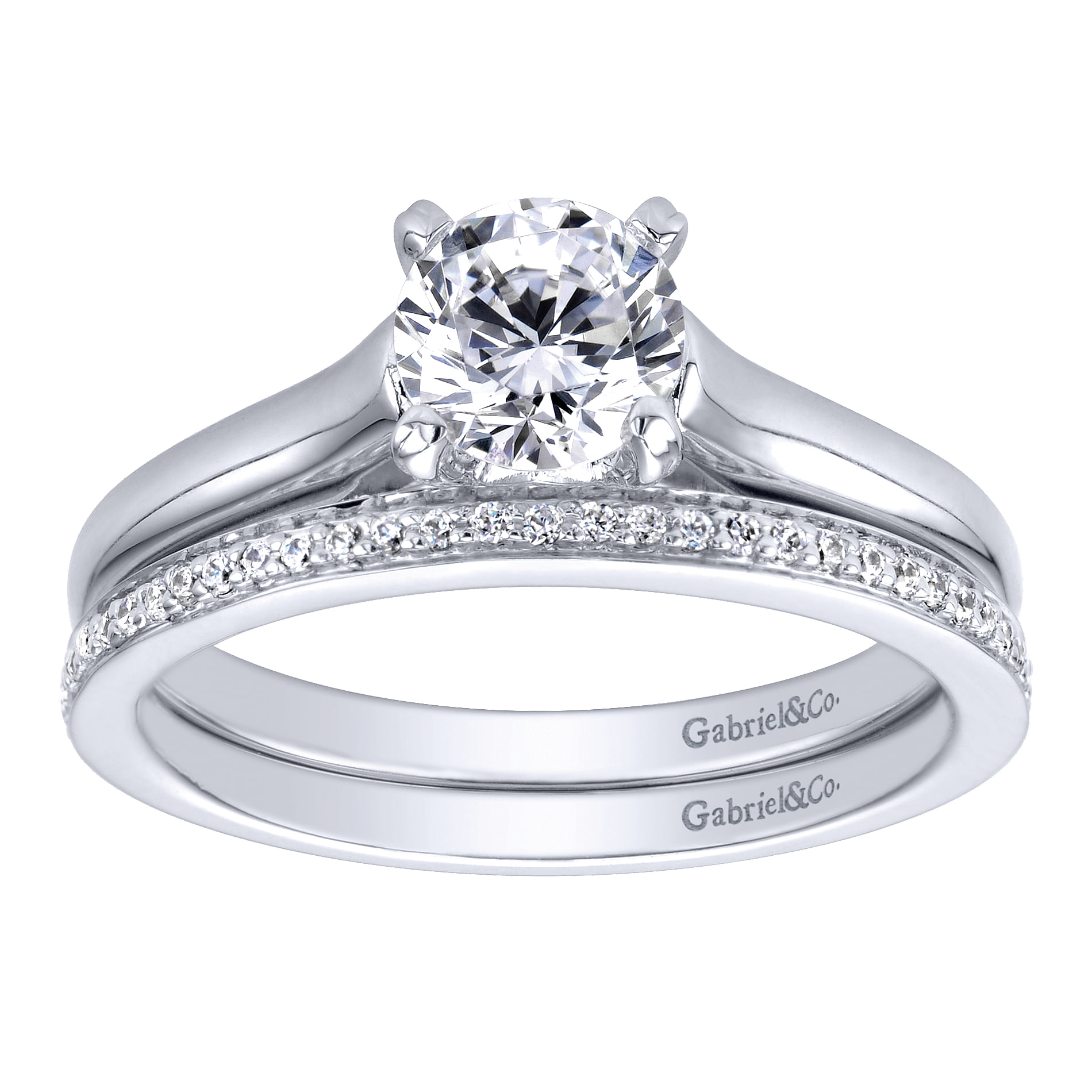 14k White Gold Solitaire Engagement Ring angle 4 14k White Gold Solitaire Engagement Ring angle 4