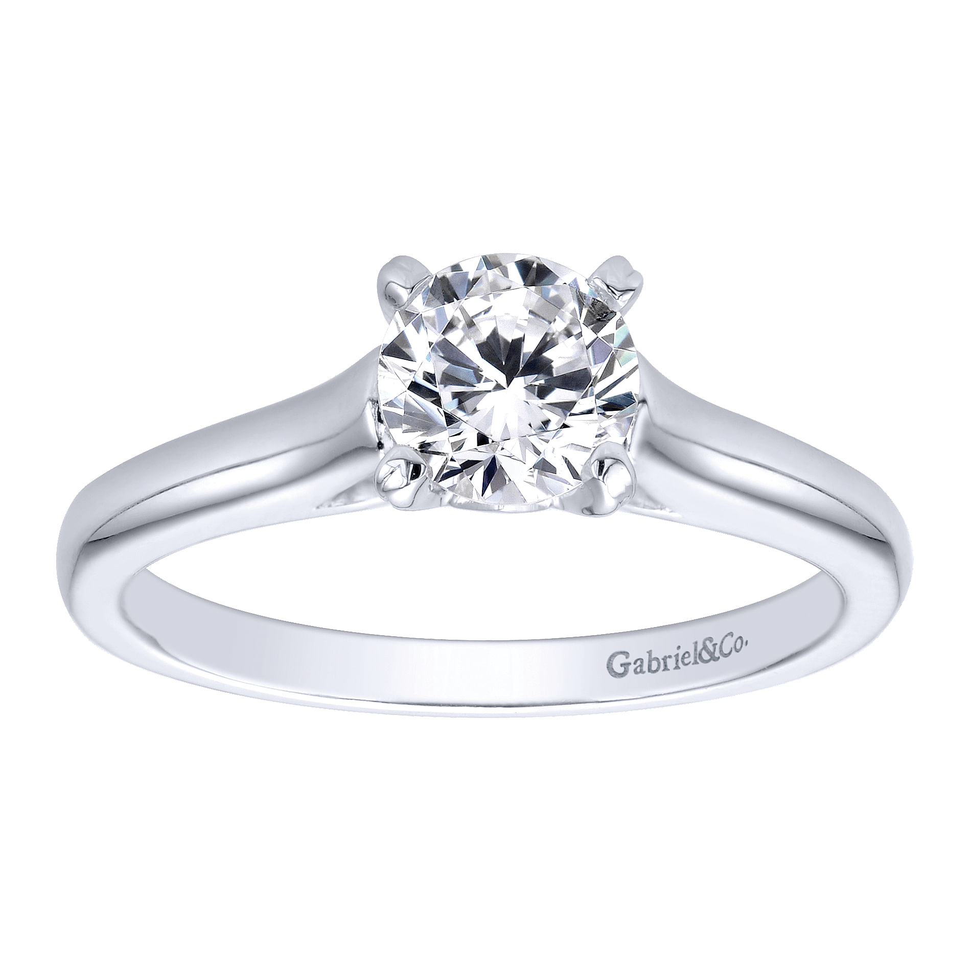 14k White Gold Solitaire Engagement Ring angle 5 14k White Gold Solitaire Engagement Ring angle 5
