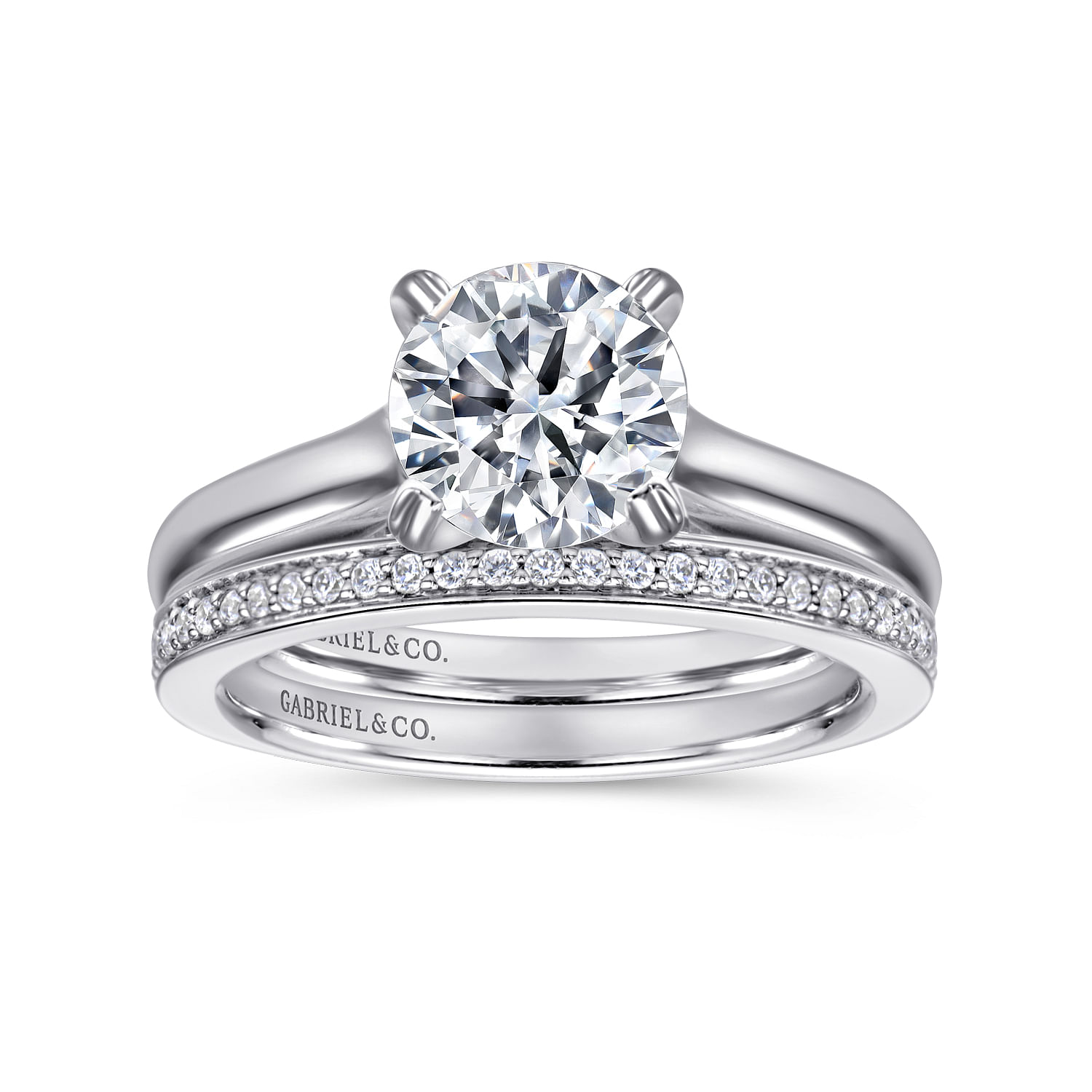 14k White Gold Solitaire Engagement Ring angle 4 14k White Gold Solitaire Engagement Ring angle 4
