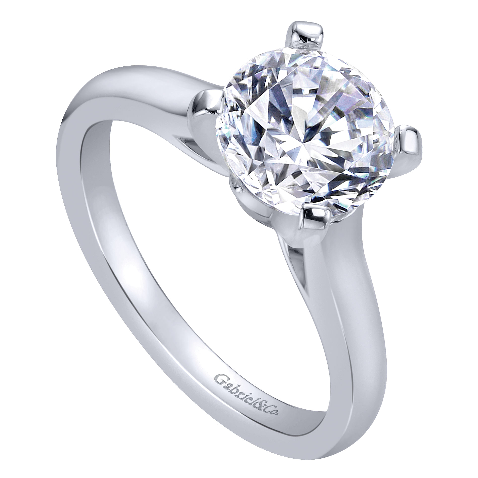 14k White Gold Solitaire Engagement Ring angle 3 14k White Gold Solitaire Engagement Ring angle 3