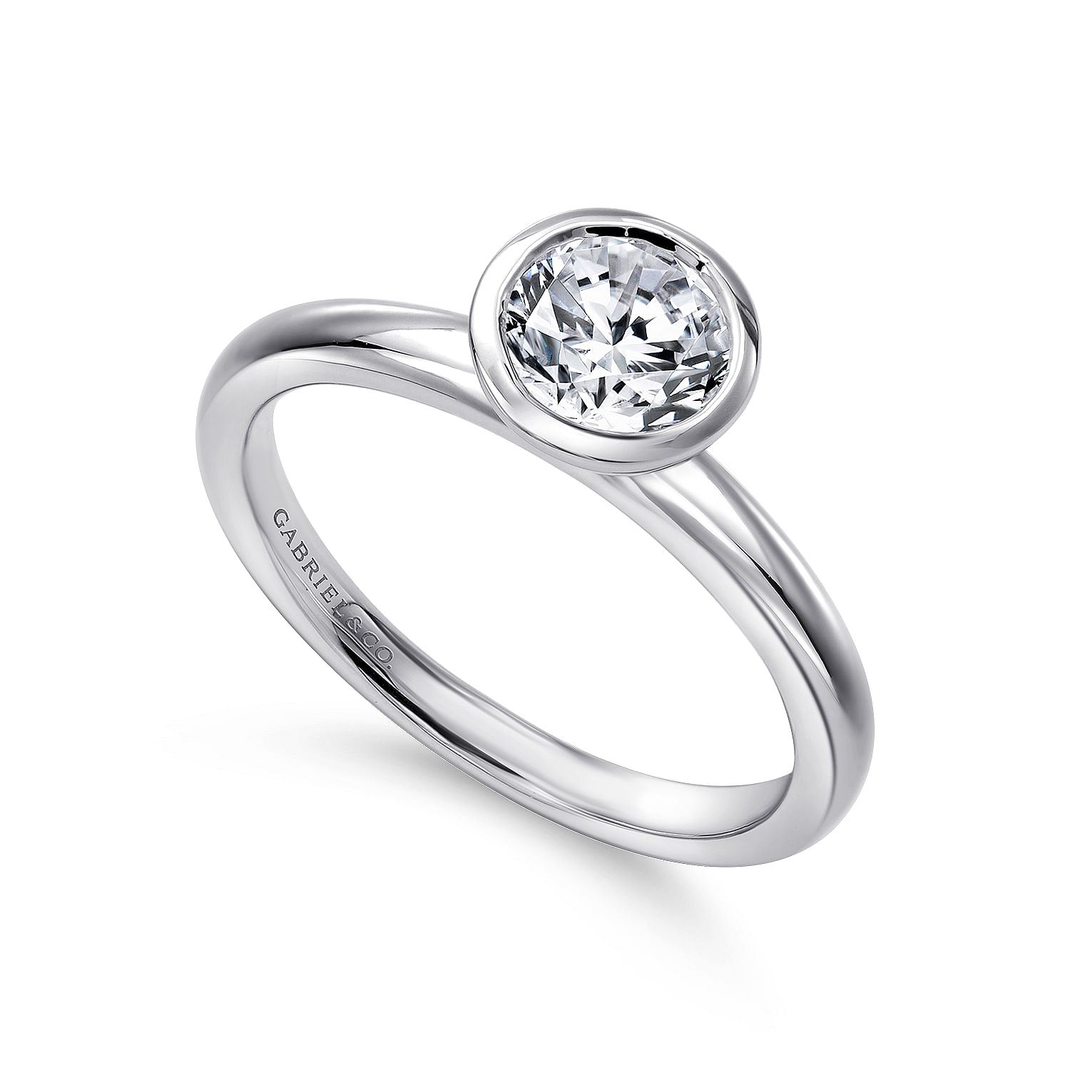 14k White Gold Solitaire Engagement Ring angle 3 14k White Gold Solitaire Engagement Ring angle 3