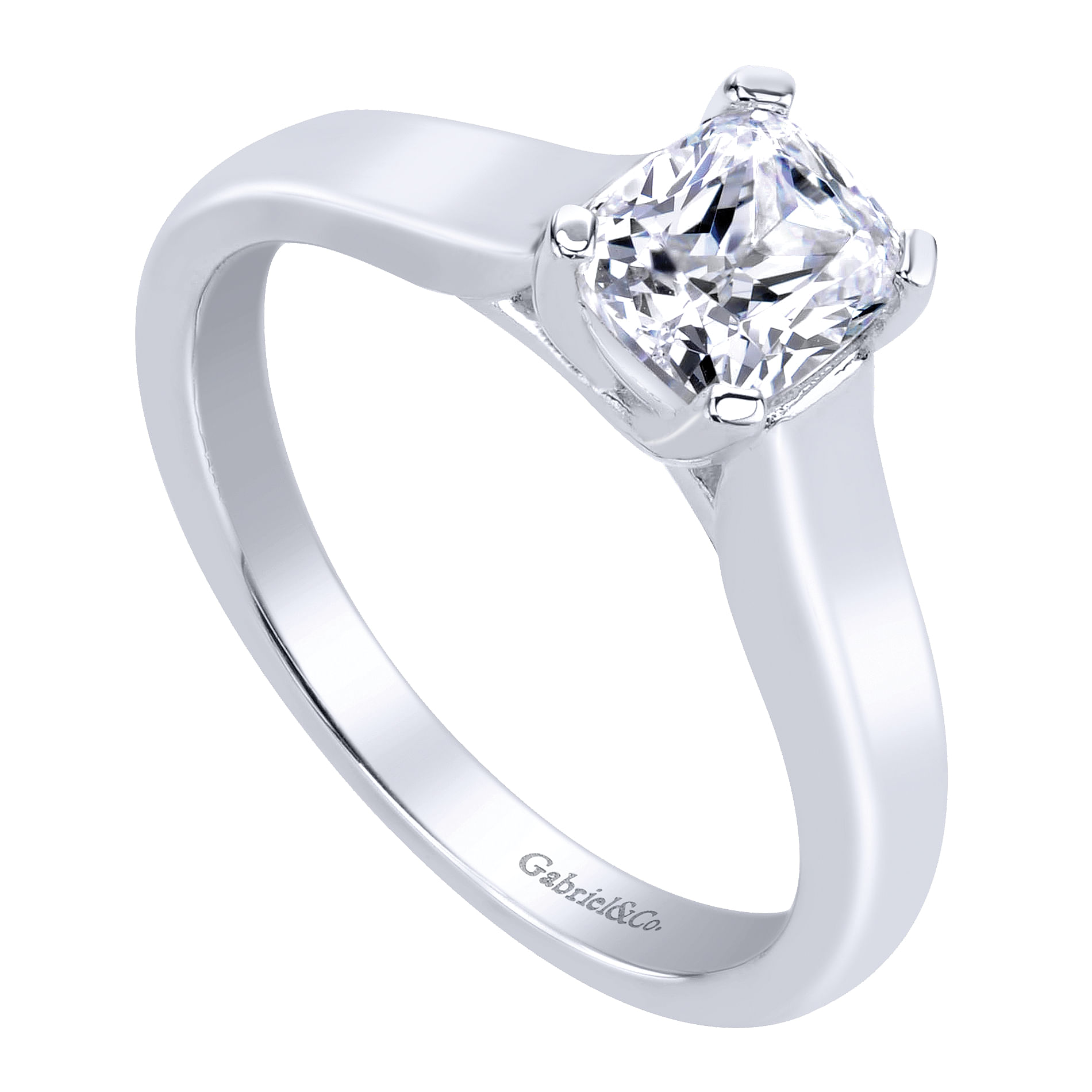 14k White Gold Solitaire Engagement Ring angle 3 14k White Gold Solitaire Engagement Ring angle 3
