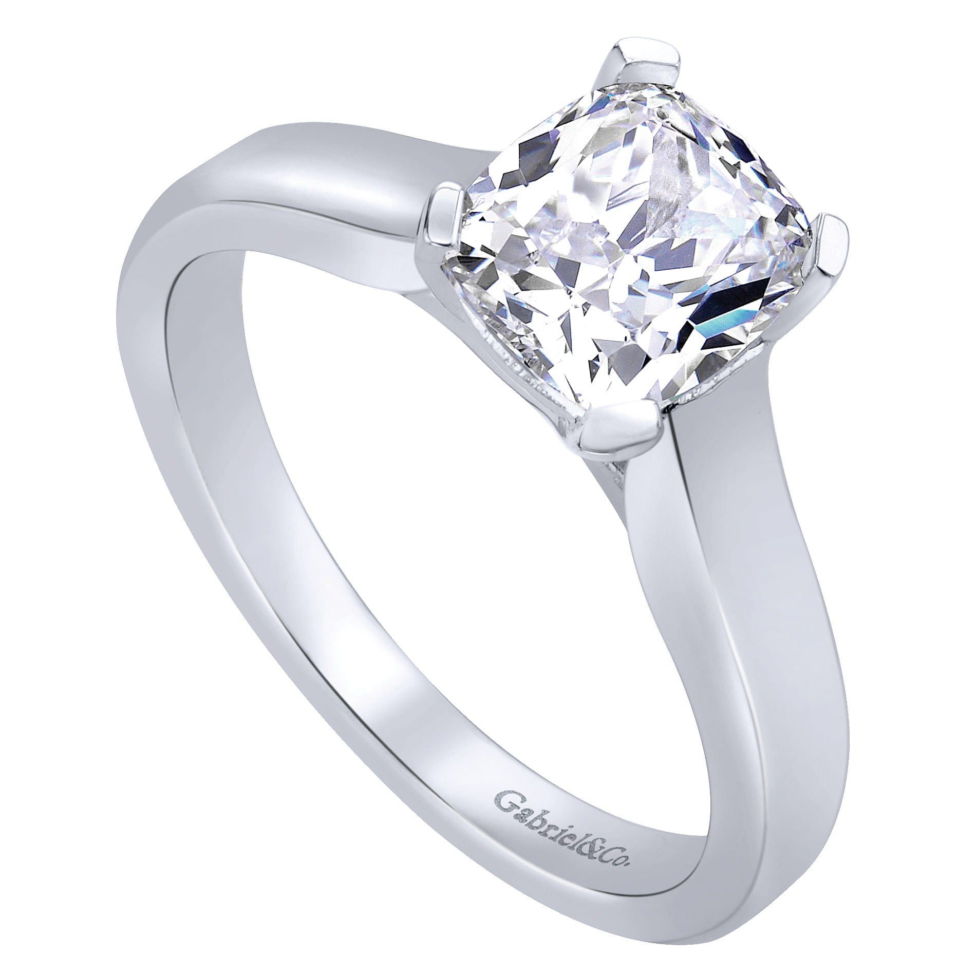 14k White Gold Solitaire Engagement Ring angle 3 14k White Gold Solitaire Engagement Ring angle 3