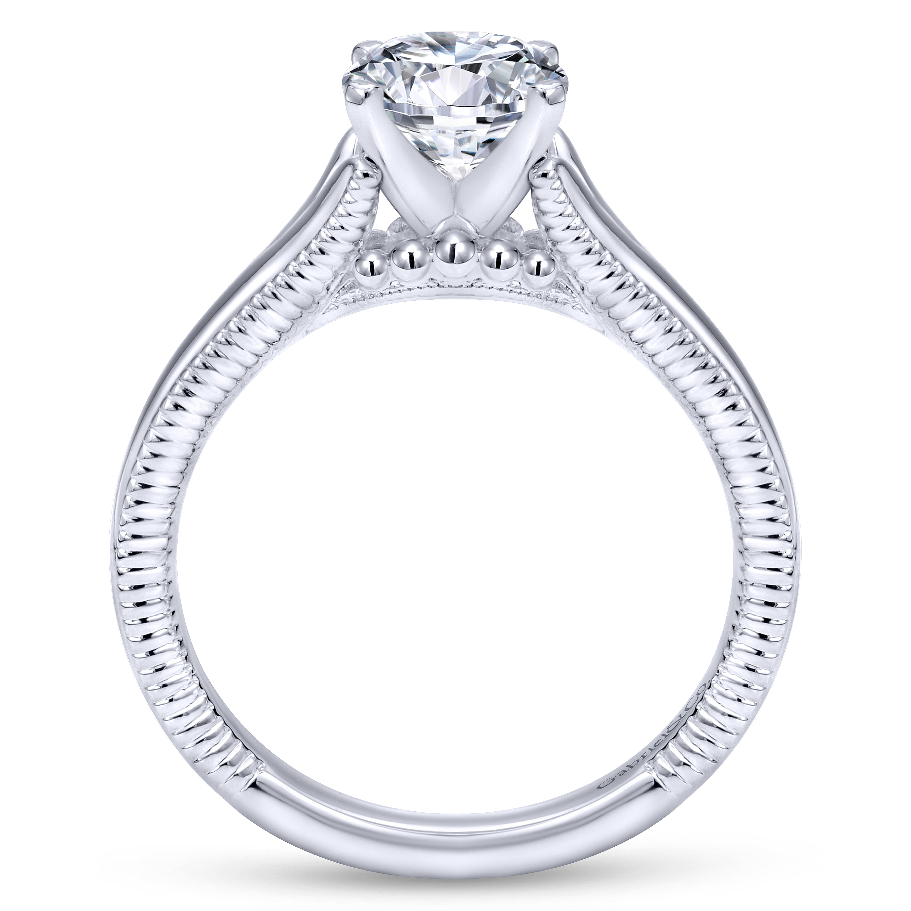 14k White Gold Split Shank Engagement Ring angle 2 14k White Gold Split Shank Engagement Ring angle 2