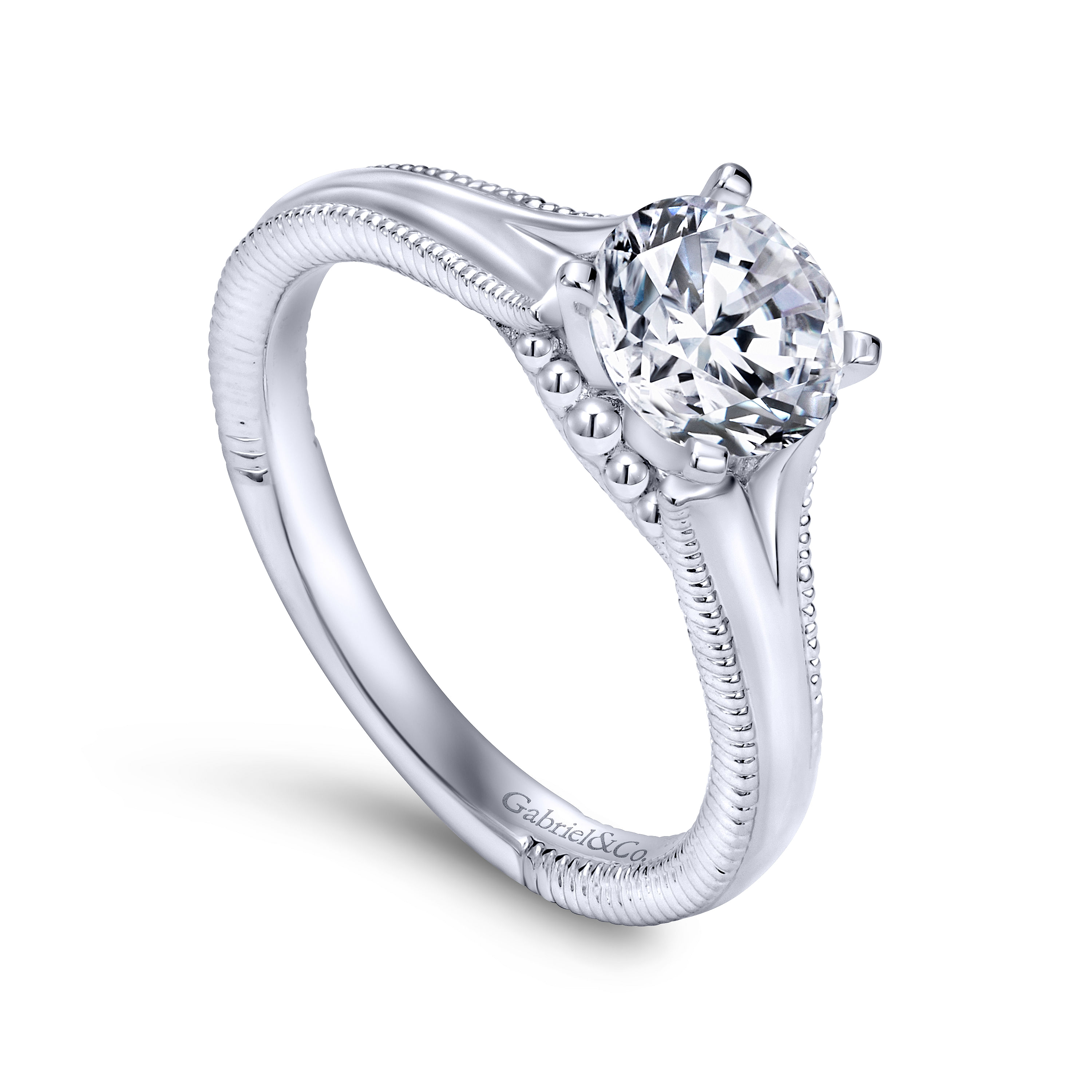 14k White Gold Split Shank Engagement Ring angle 3 14k White Gold Split Shank Engagement Ring angle 3