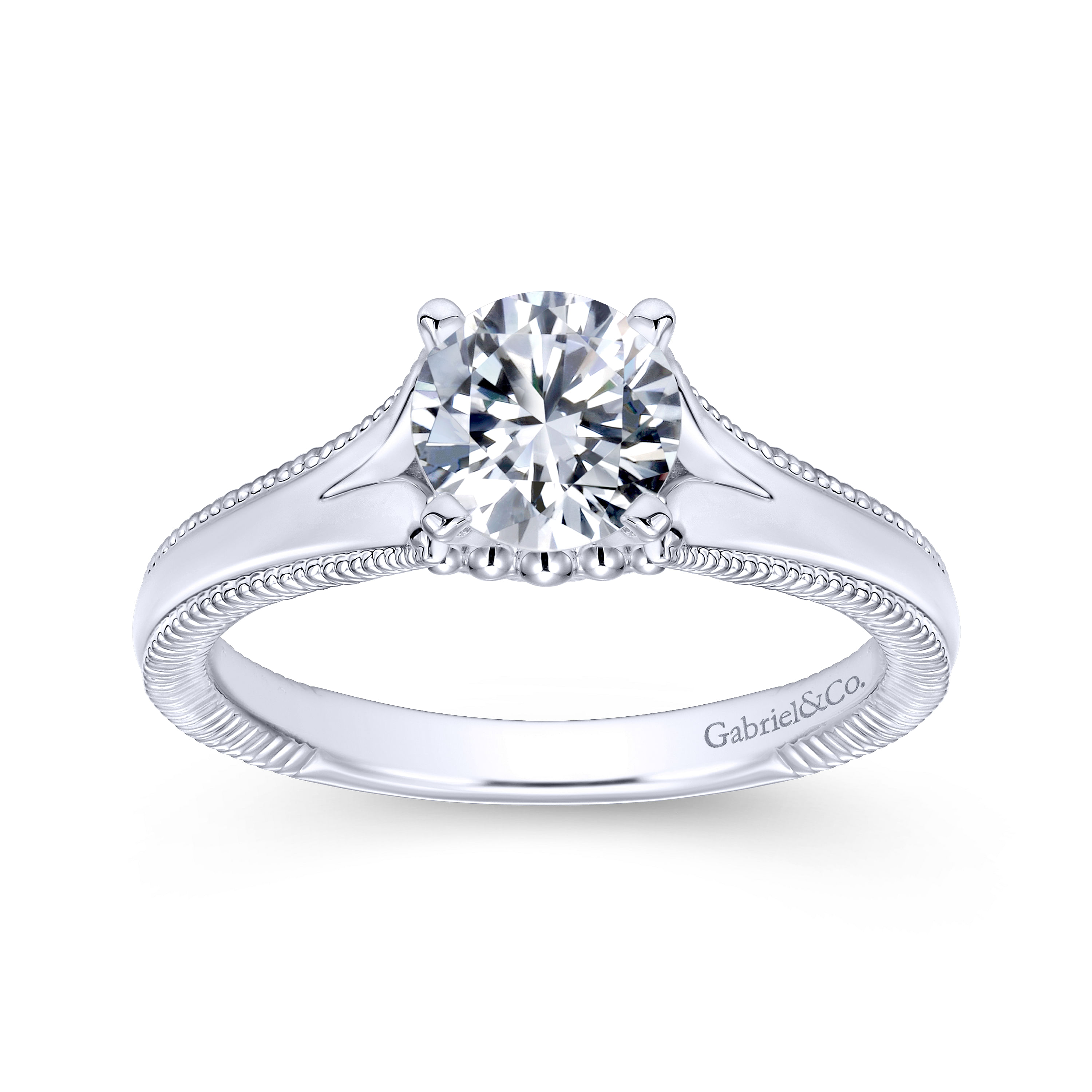 14k White Gold Split Shank Engagement Ring angle 5 14k White Gold Split Shank Engagement Ring angle 5
