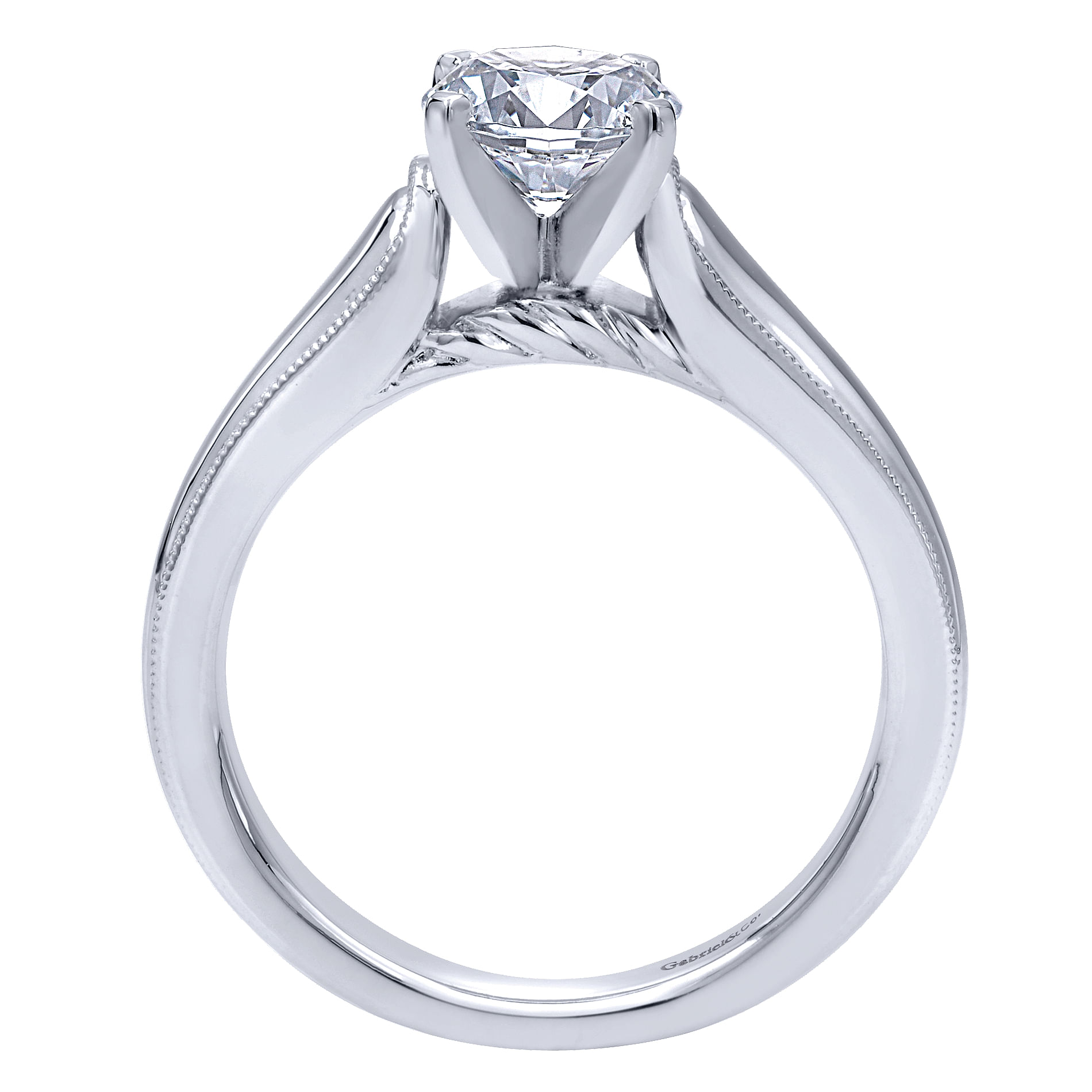 14k White Gold Straight Engagement Ring angle 2 14k White Gold Straight Engagement Ring angle 2