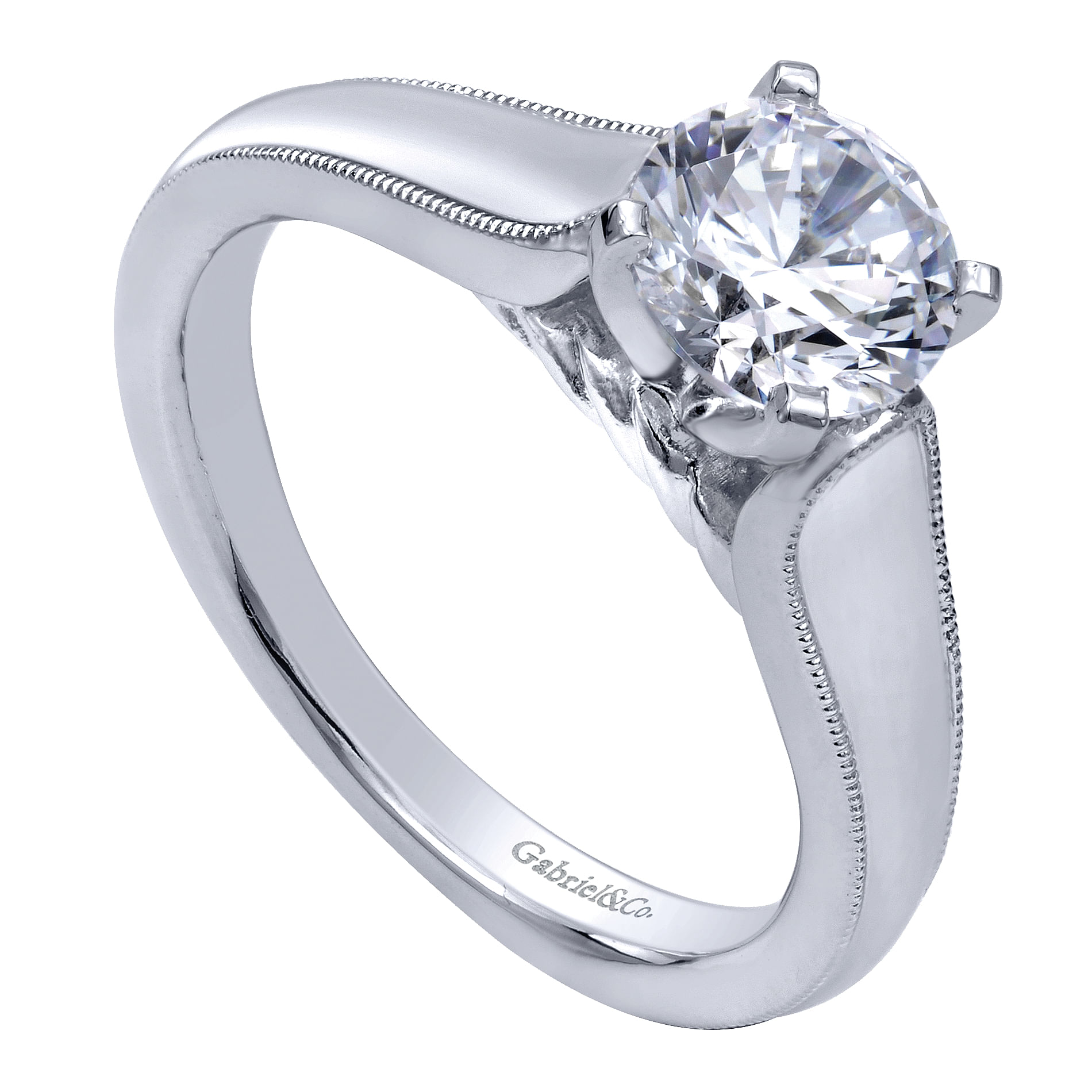 14k White Gold Straight Engagement Ring angle 3 14k White Gold Straight Engagement Ring angle 3