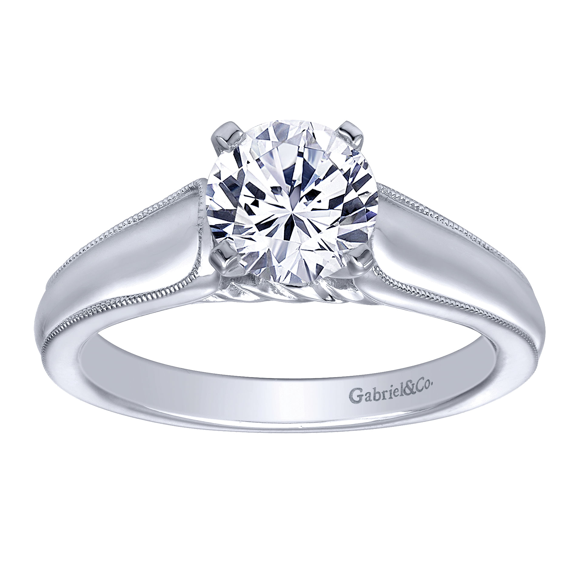 14k White Gold Straight Engagement Ring angle 5 14k White Gold Straight Engagement Ring angle 5
