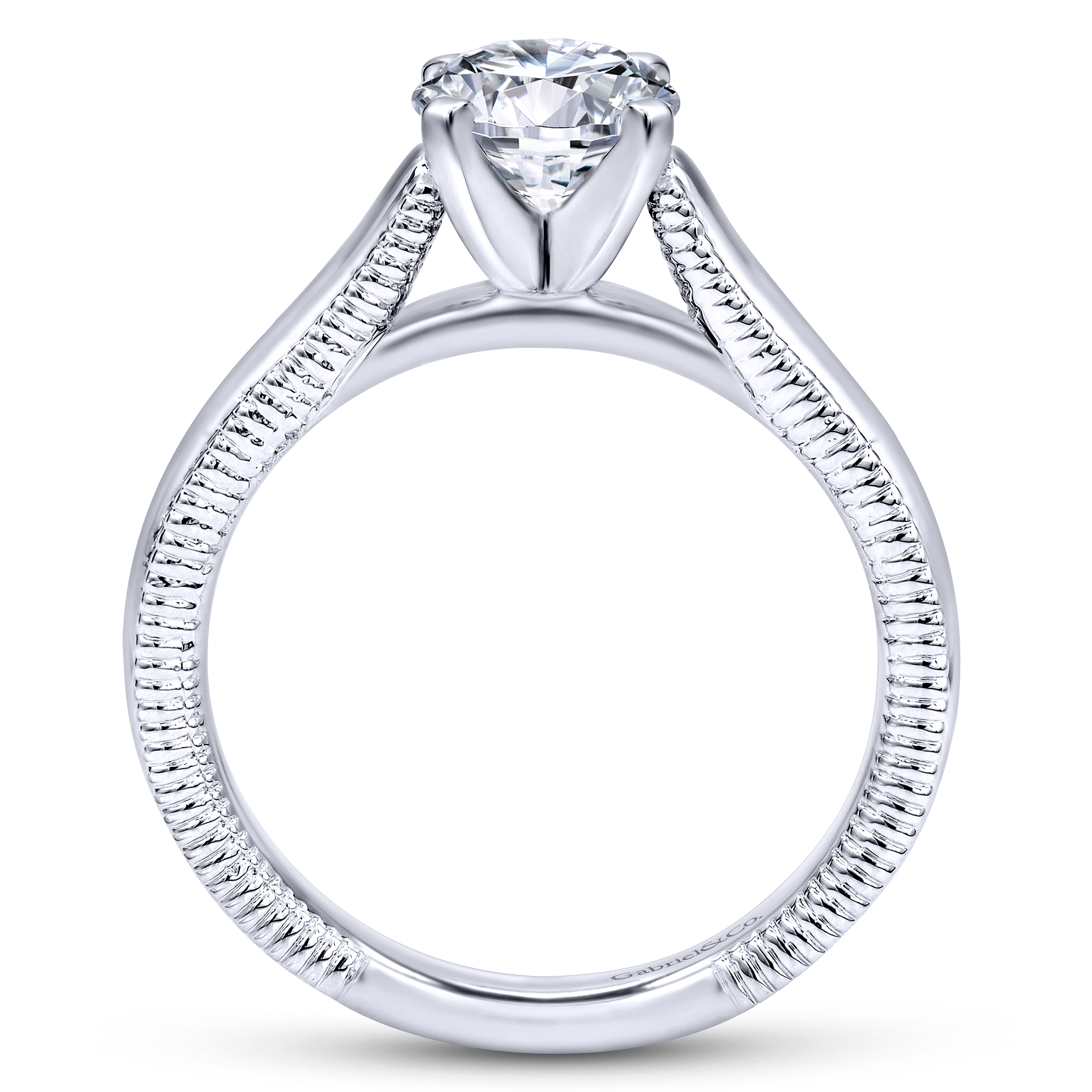 14k White Gold Straight Engagement Ring angle 2 14k White Gold Straight Engagement Ring angle 2
