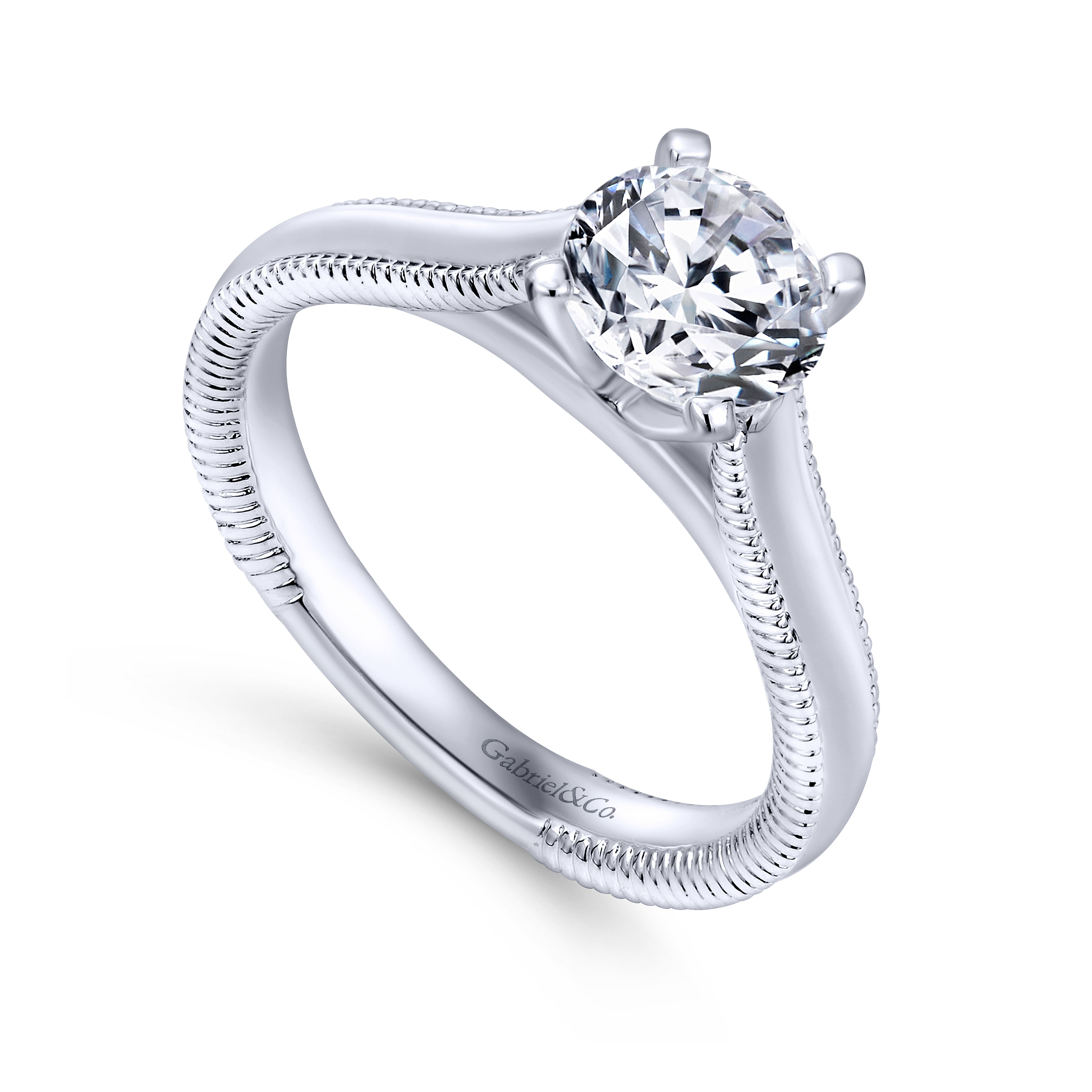 14k White Gold Straight Engagement Ring angle 3 14k White Gold Straight Engagement Ring angle 3