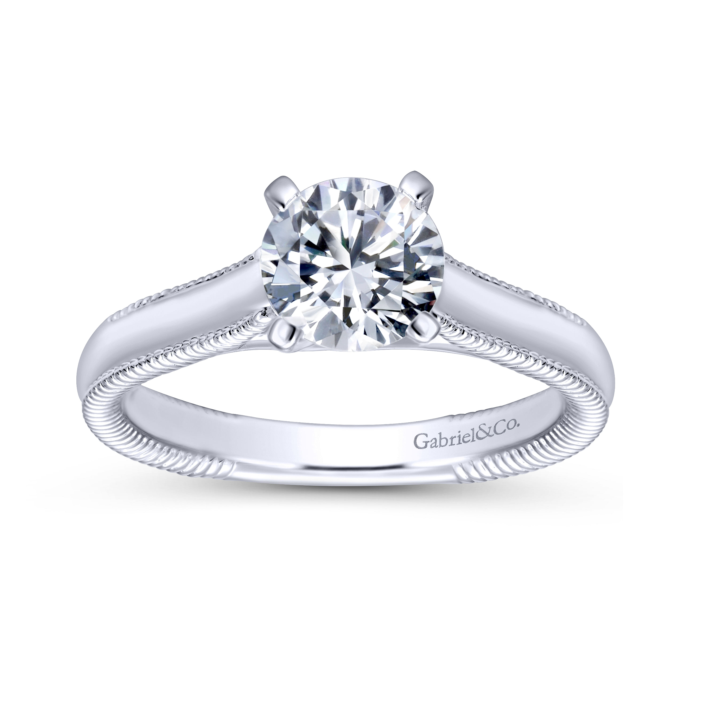 14k White Gold Straight Engagement Ring angle 5 14k White Gold Straight Engagement Ring angle 5