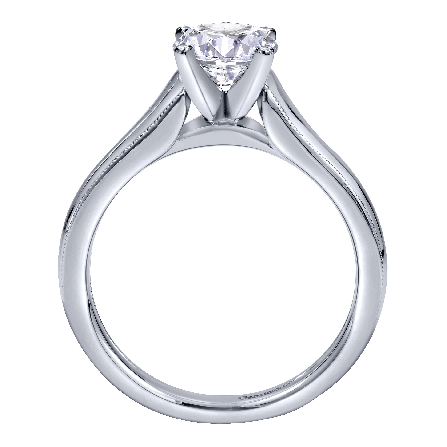 14k White Gold Straight Engagement Ring angle 2 14k White Gold Straight Engagement Ring angle 2