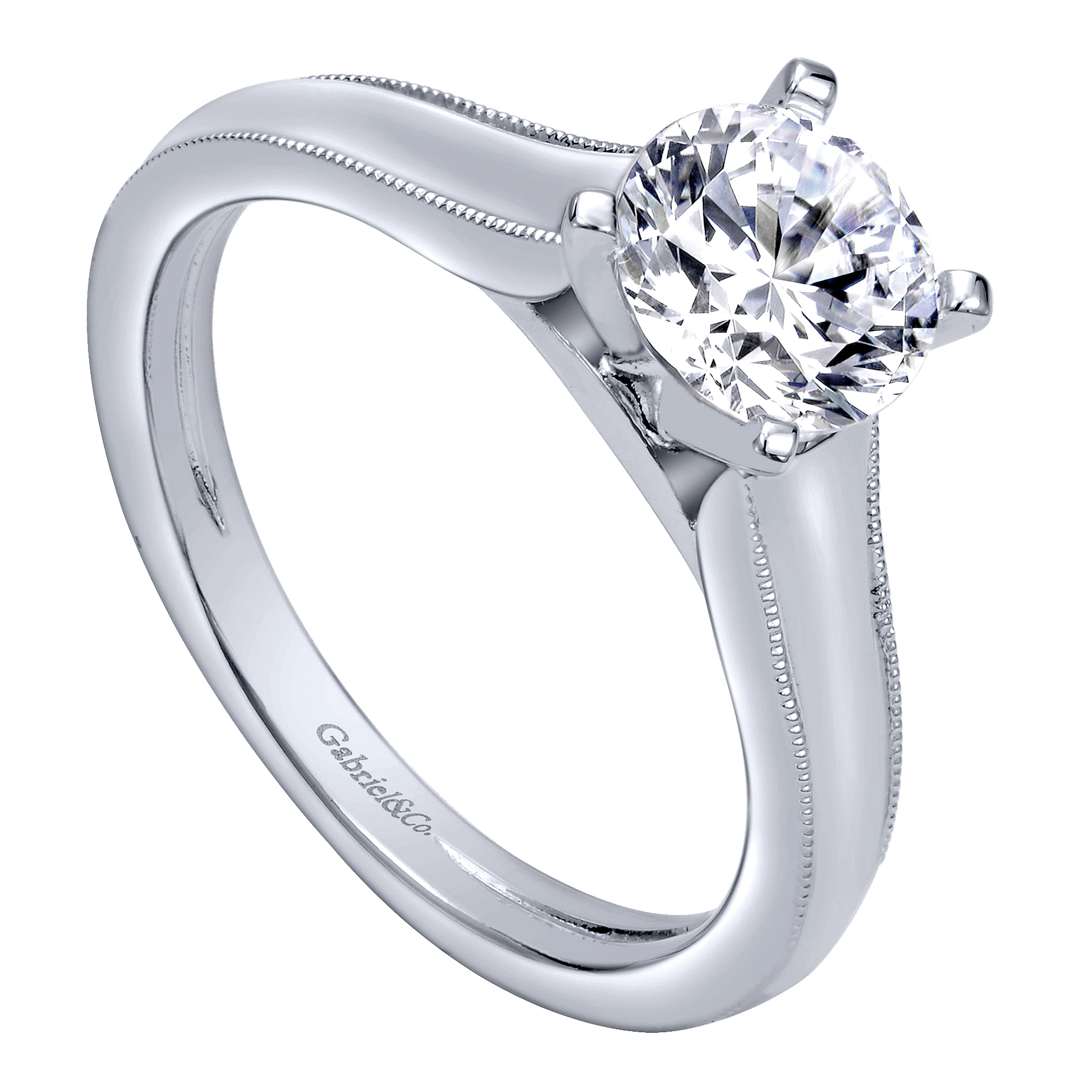 14k White Gold Straight Engagement Ring angle 3 14k White Gold Straight Engagement Ring angle 3