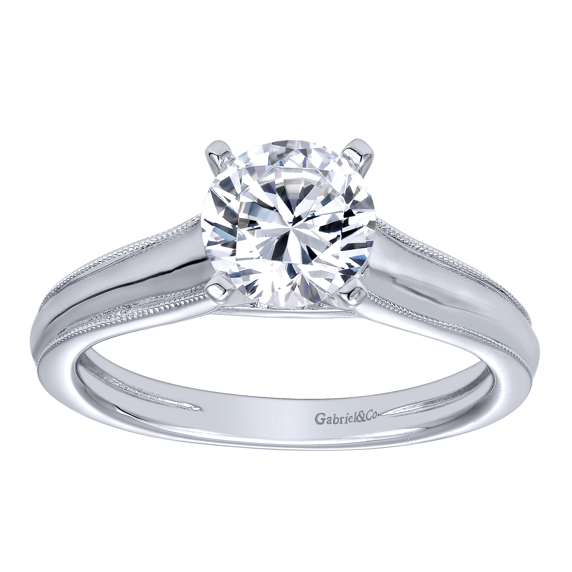 14k White Gold Straight Engagement Ring angle 5 14k White Gold Straight Engagement Ring angle 5
