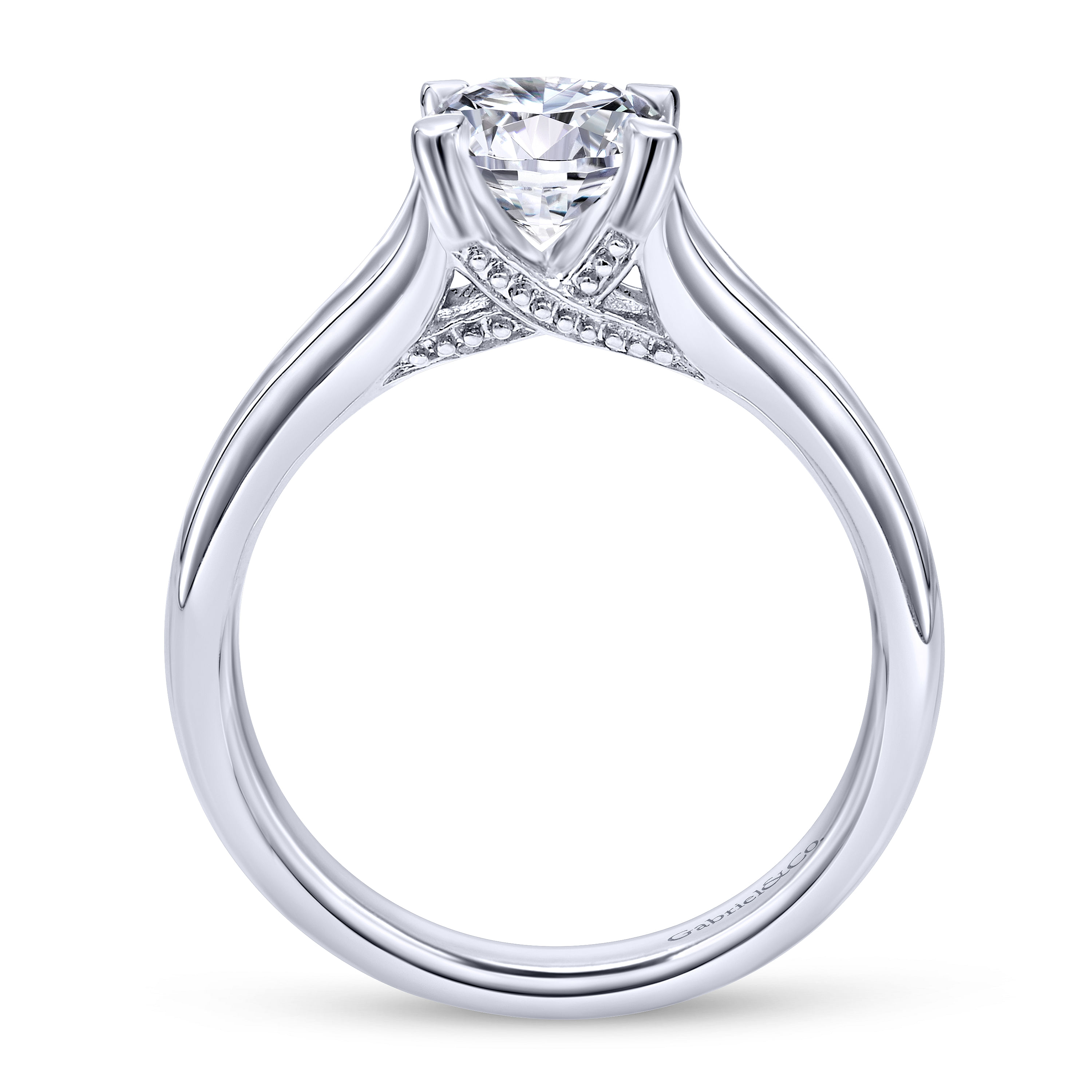 14k White Gold Straight Engagement Ring angle 2 14k White Gold Straight Engagement Ring angle 2