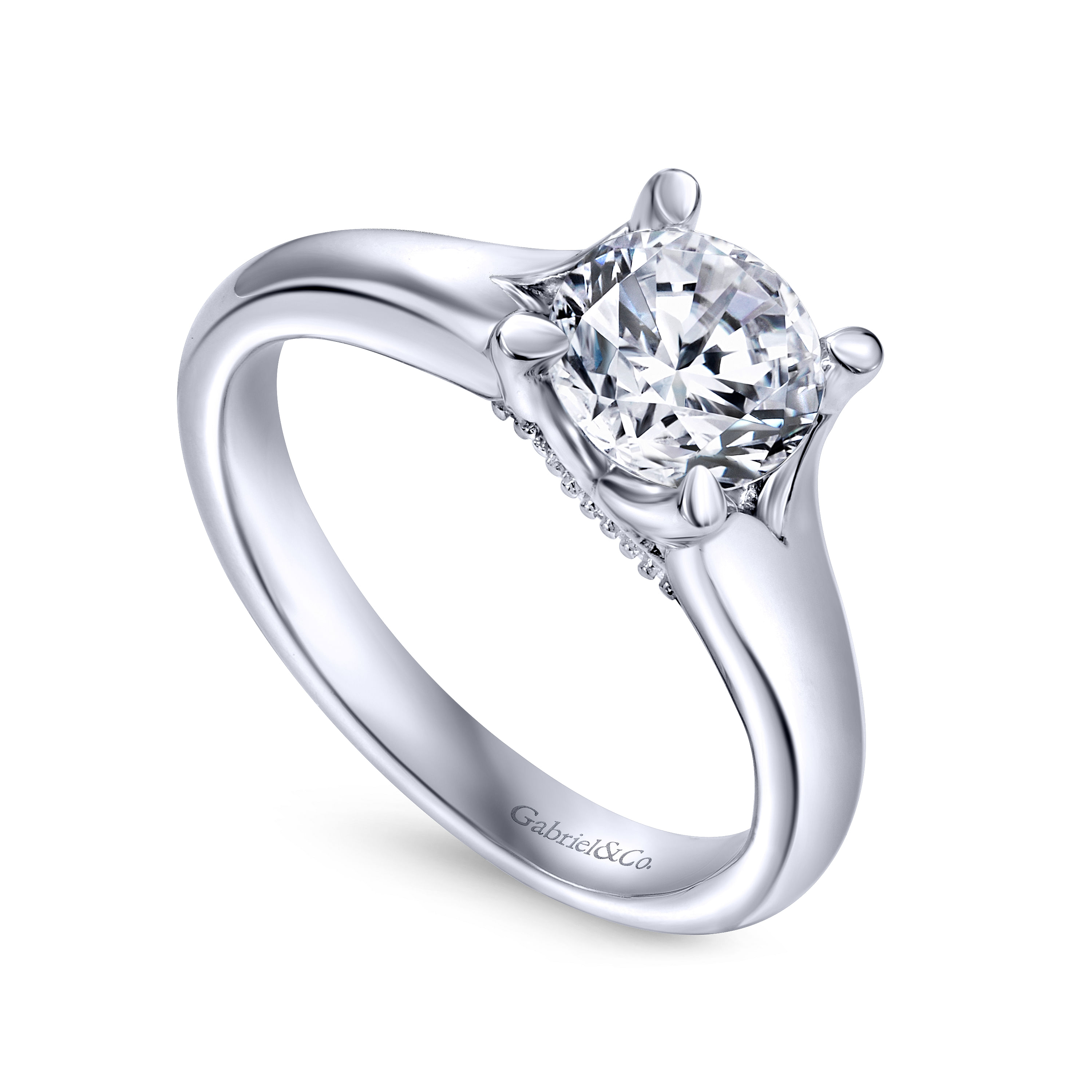 14k White Gold Straight Engagement Ring angle 3 14k White Gold Straight Engagement Ring angle 3
