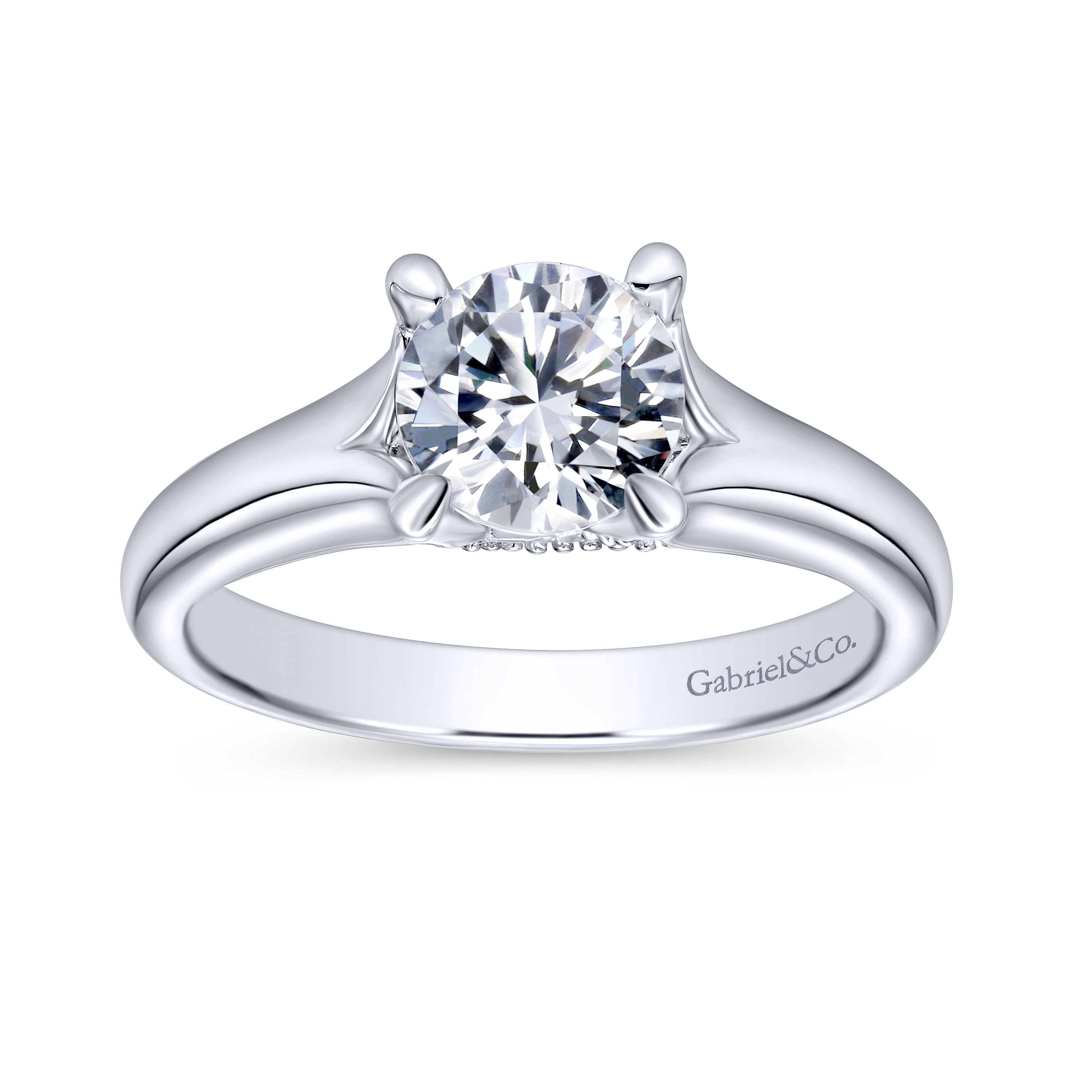14k White Gold Straight Engagement Ring angle 5 14k White Gold Straight Engagement Ring angle 5
