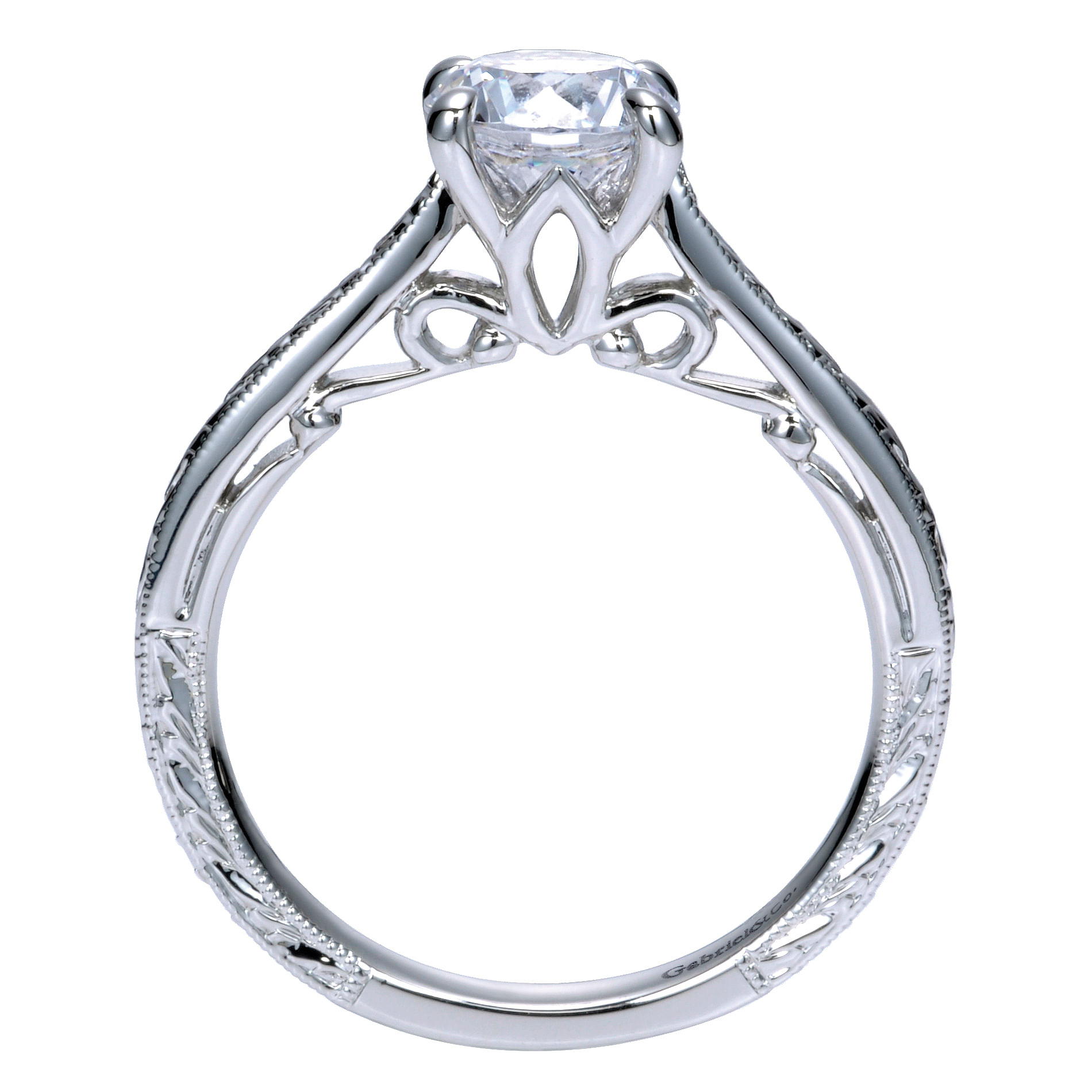 14k White Gold Straight Engagement Ring angle 2 14k White Gold Straight Engagement Ring angle 2
