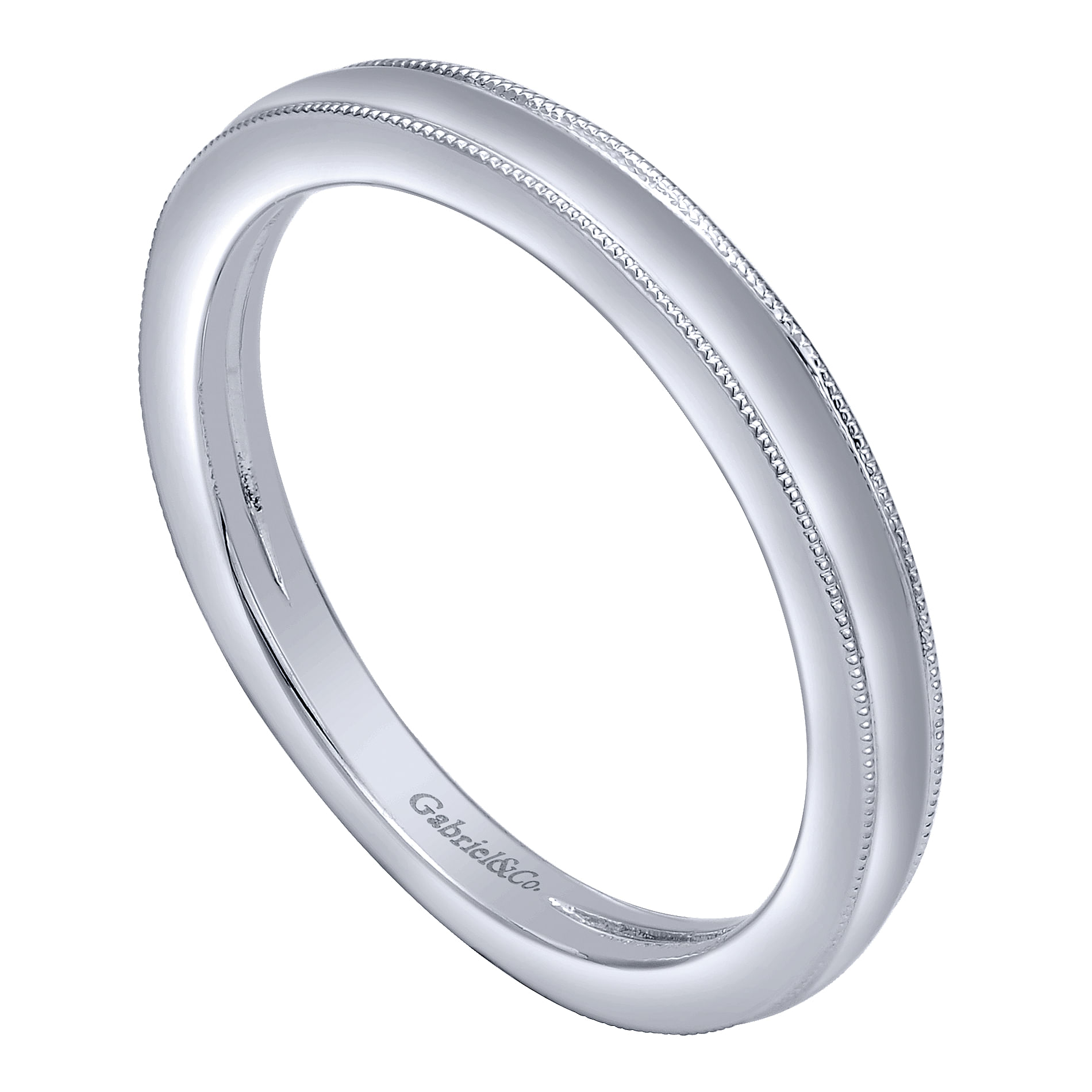 14k White Gold Straight Wedding Band angle 3 14k White Gold Straight Wedding Band angle 3