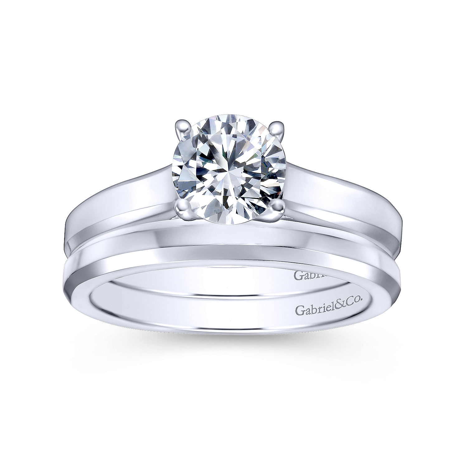 14k White Gold Straight Wedding Band angle 4 14k White Gold Straight Wedding Band angle 4