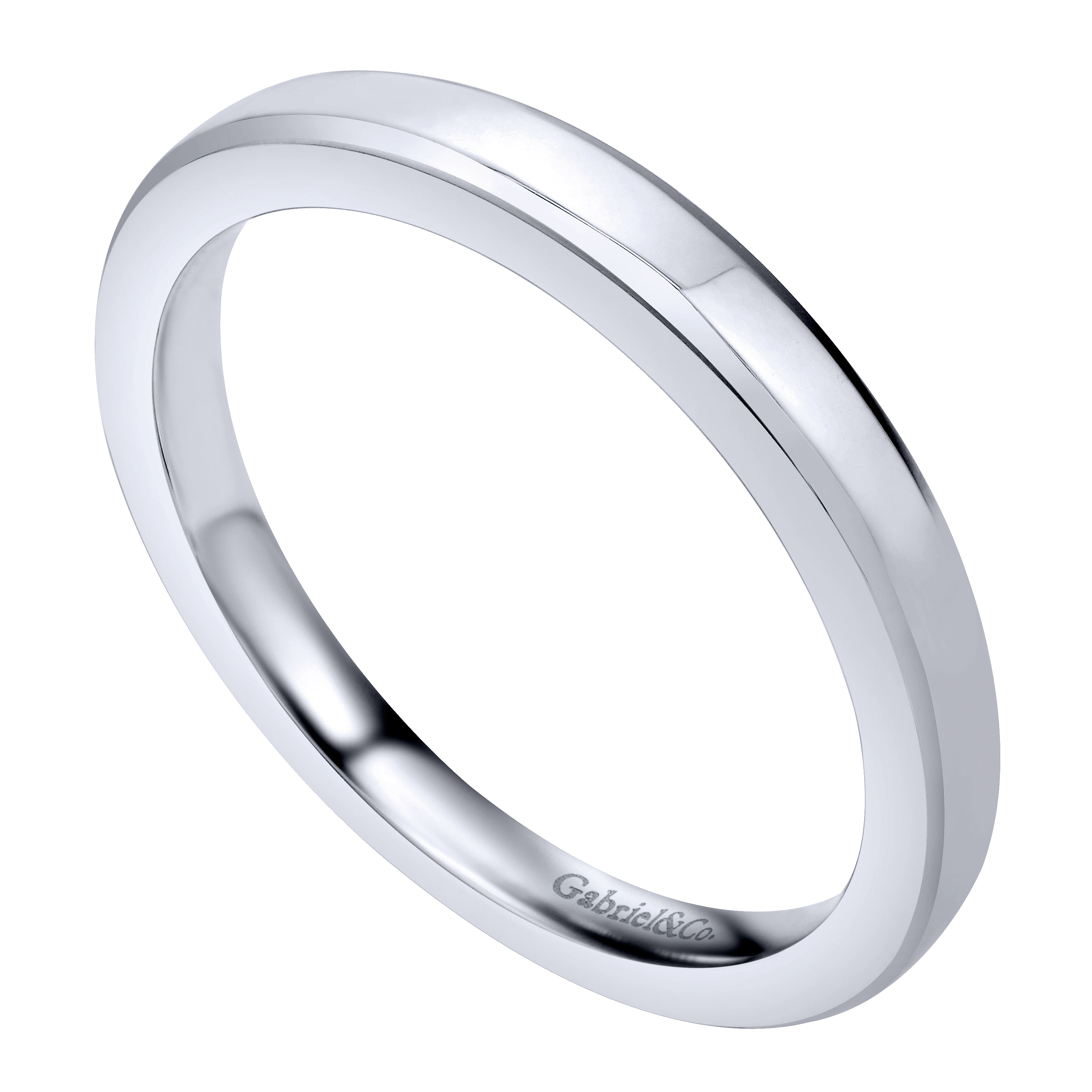 14k White Gold Straight Wedding Band angle 3 14k White Gold Straight Wedding Band angle 3