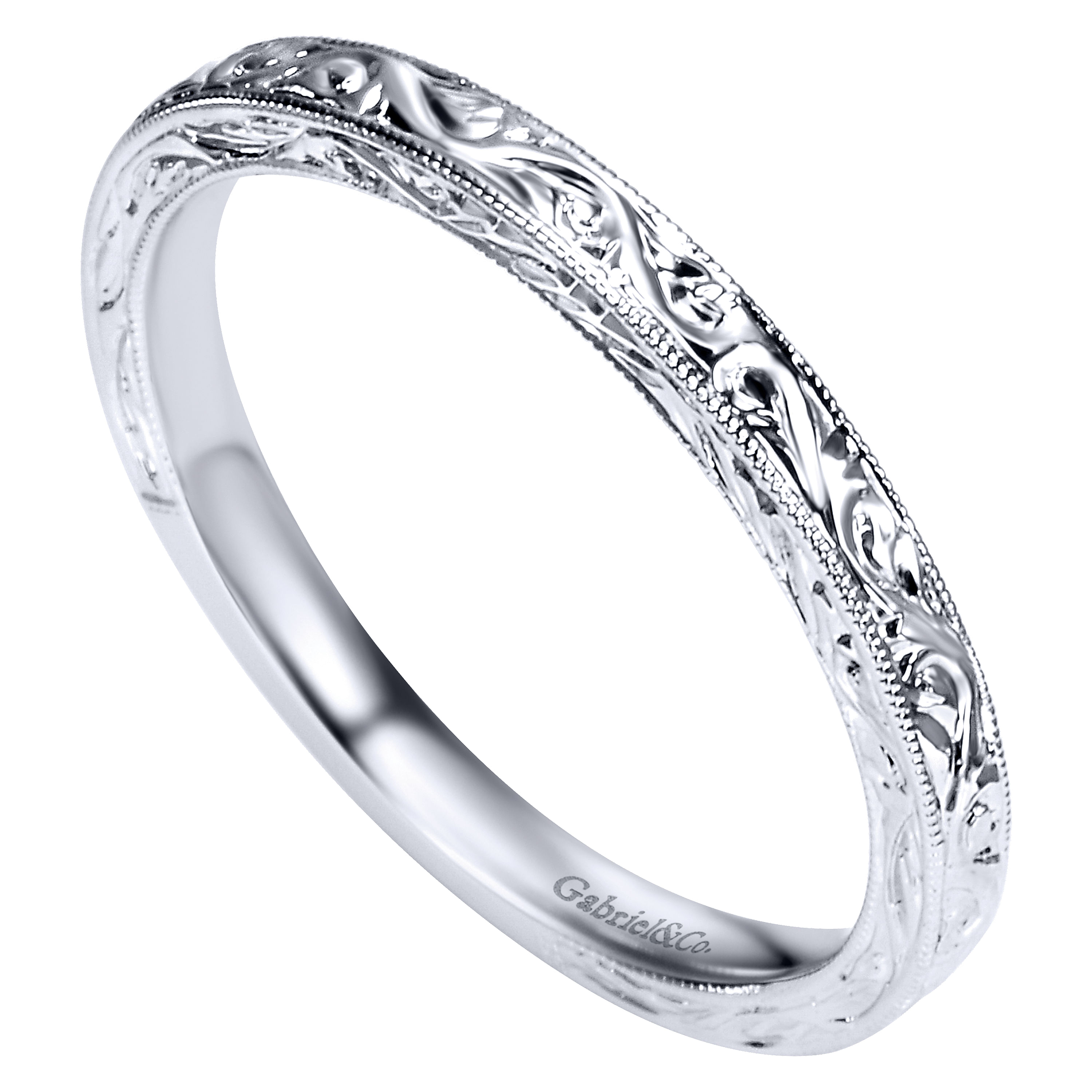 14k White Gold Straight Wedding Band angle 3 14k White Gold Straight Wedding Band angle 3