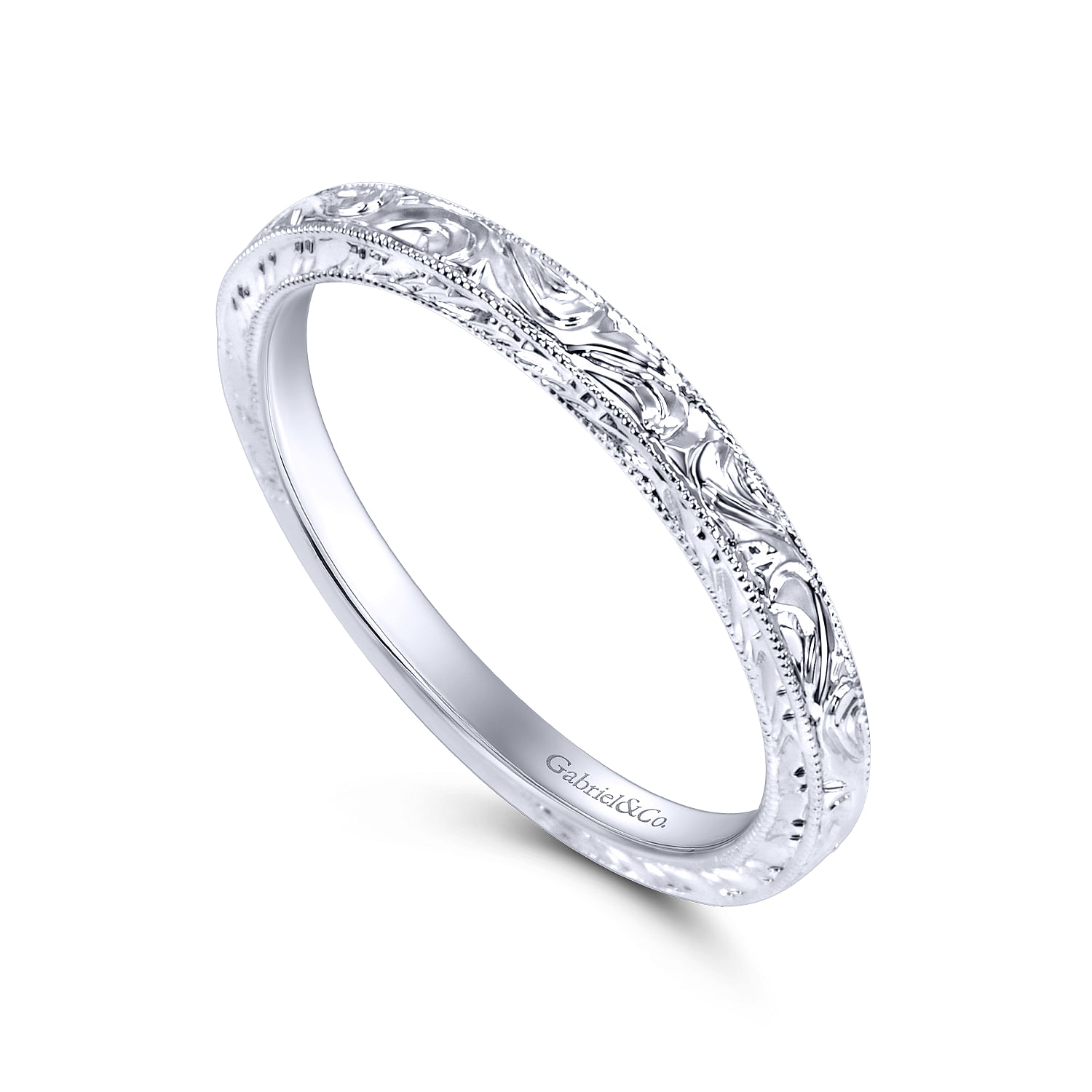 14k White Gold Straight Wedding Band angle 3 14k White Gold Straight Wedding Band angle 3
