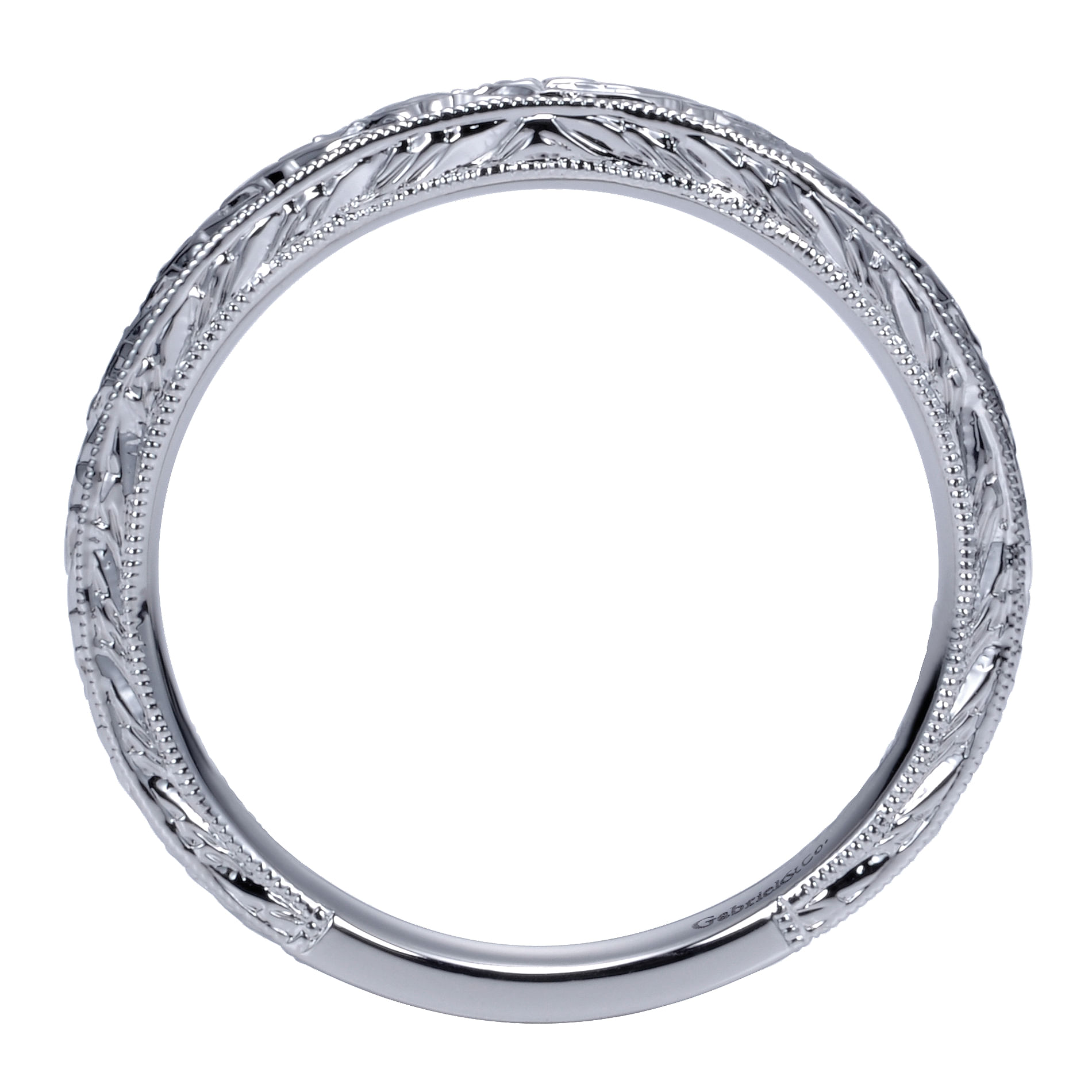 14k White Gold Straight Wedding Band angle 2 14k White Gold Straight Wedding Band angle 2