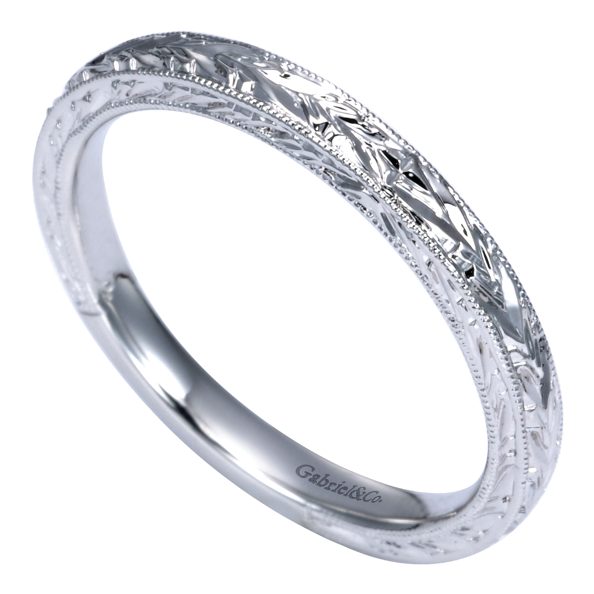 14k White Gold Straight Wedding Band angle 3 14k White Gold Straight Wedding Band angle 3