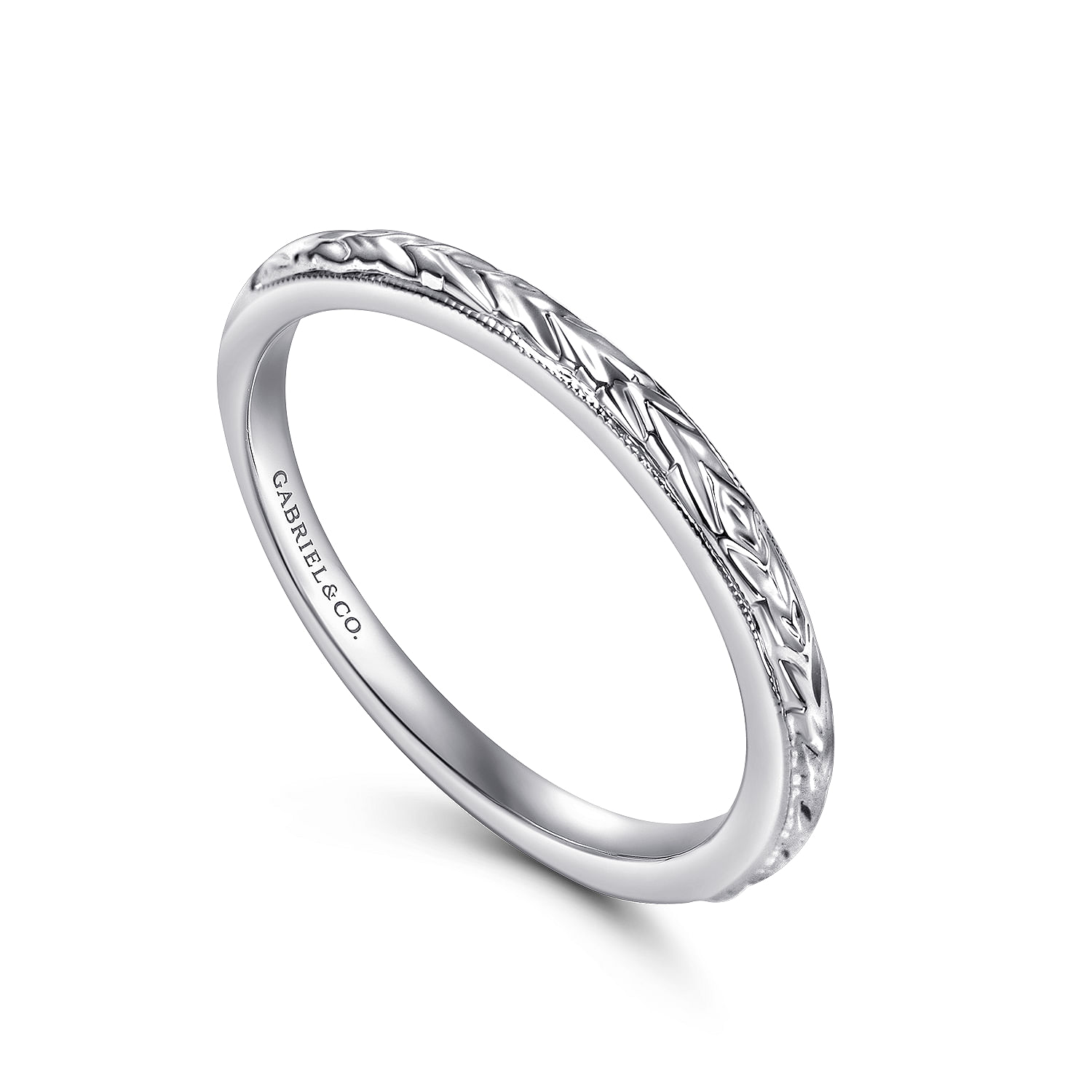 14k White Gold Straight Wedding Band angle 3 14k White Gold Straight Wedding Band angle 3