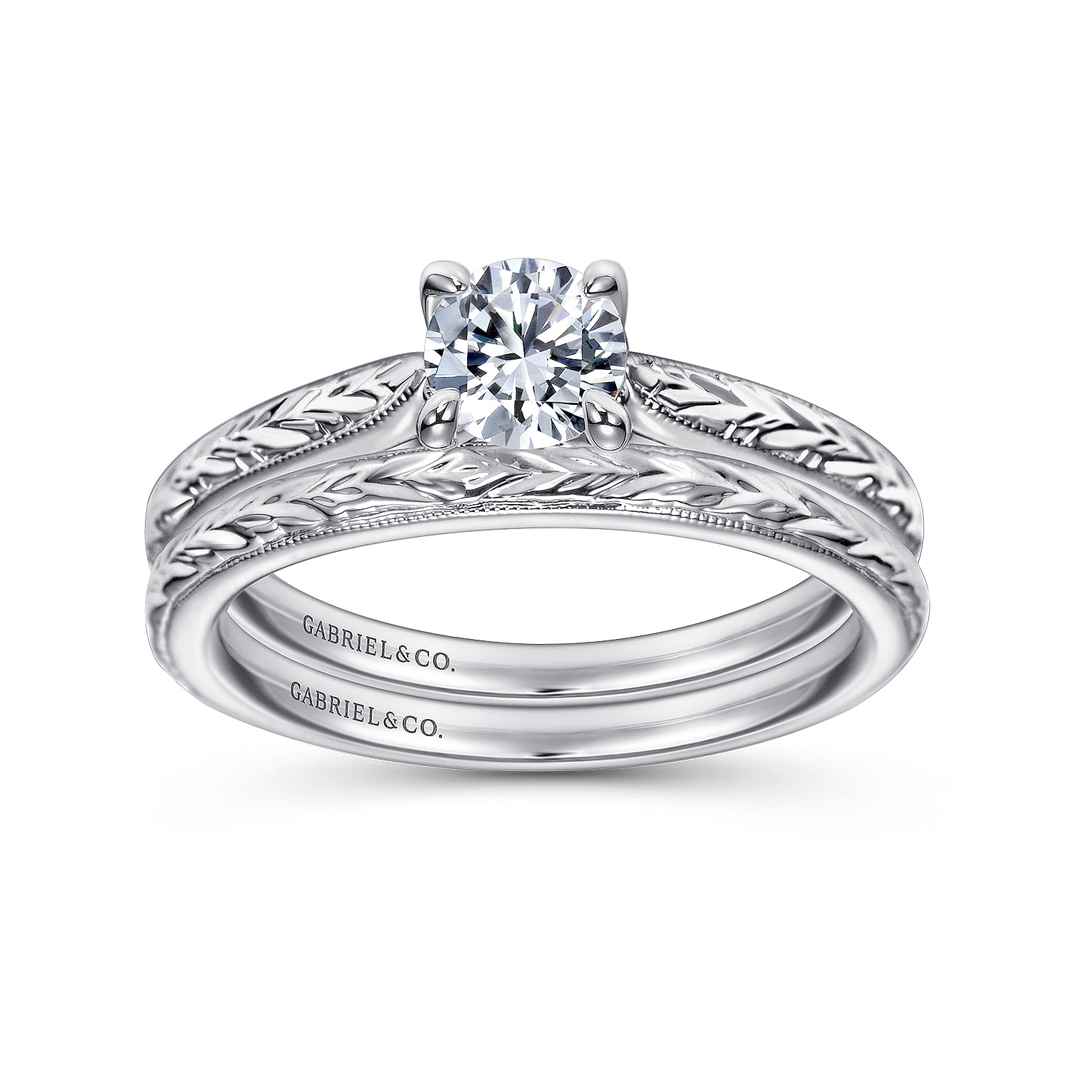 14k White Gold Straight Wedding Band angle 4 14k White Gold Straight Wedding Band angle 4