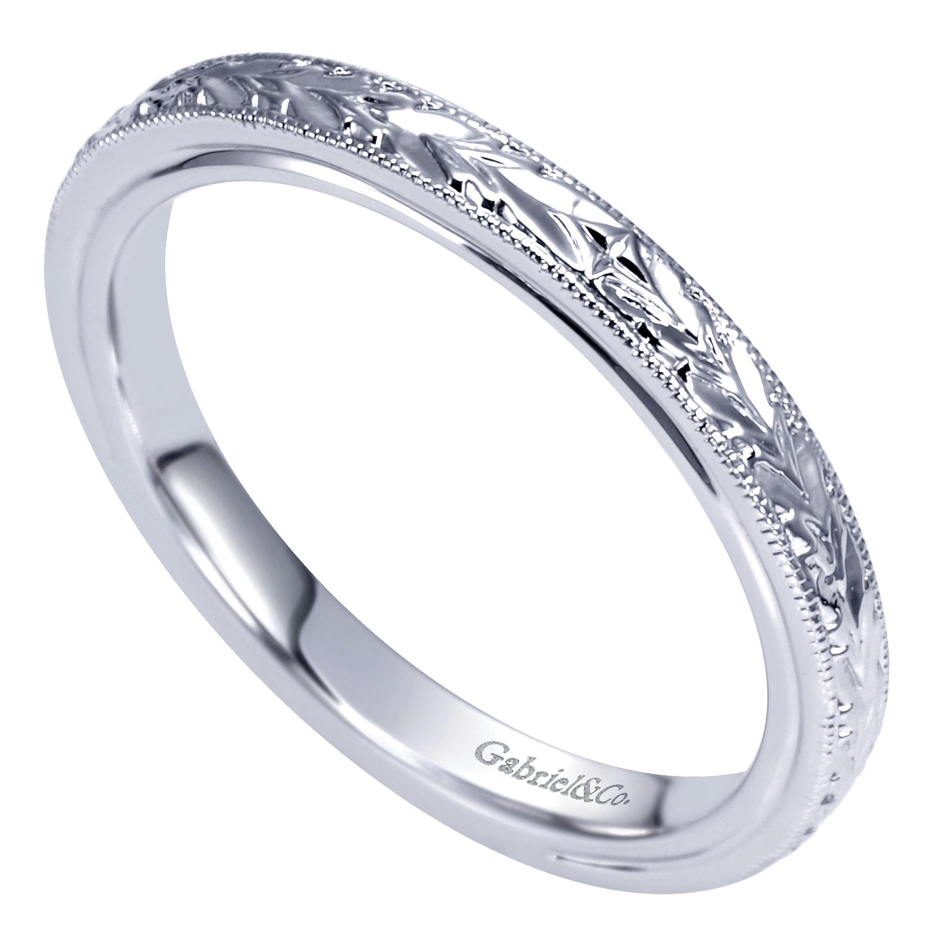 14k White Gold Straight Wedding Band angle 3 14k White Gold Straight Wedding Band angle 3