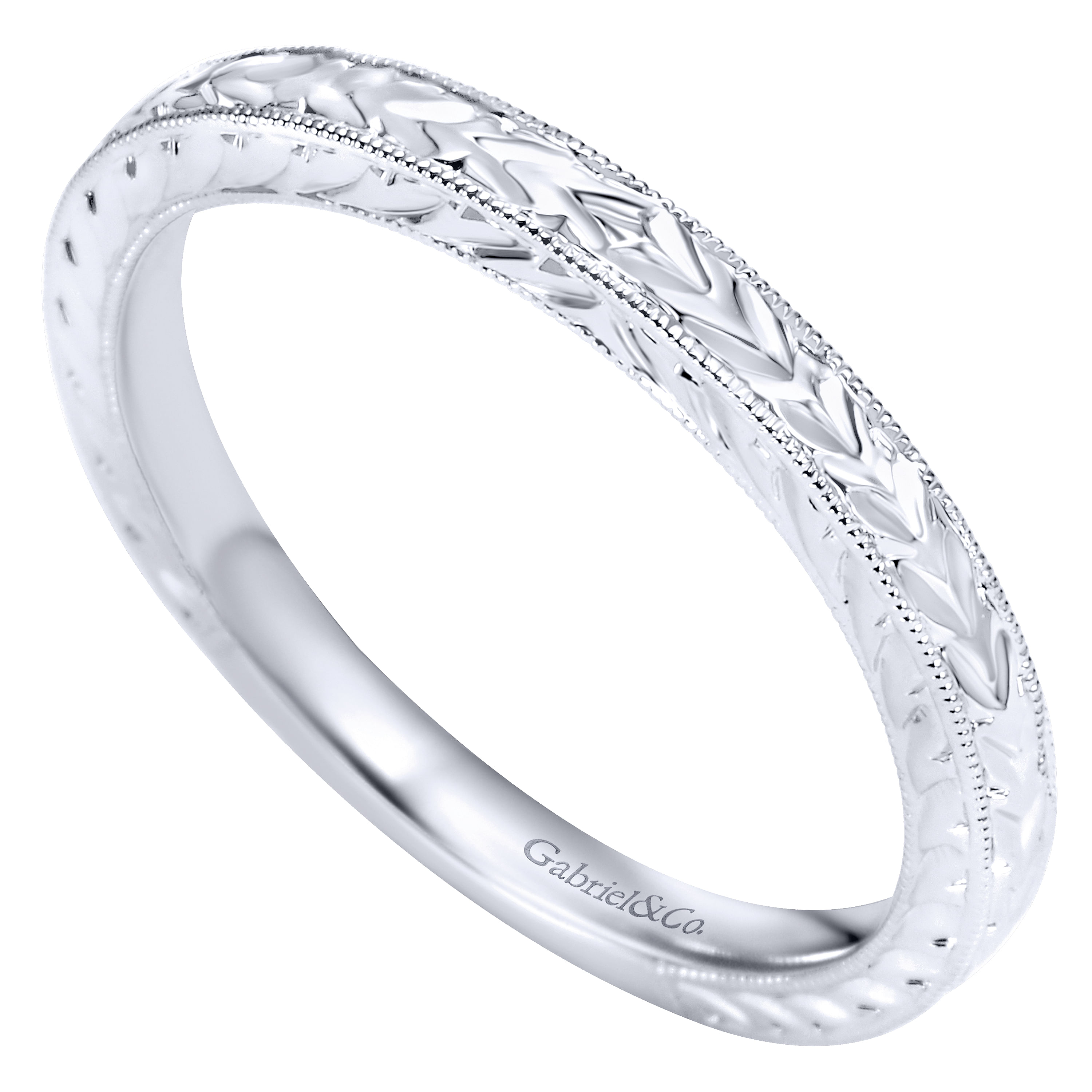 14k White Gold Straight Wedding Band angle 3 14k White Gold Straight Wedding Band angle 3