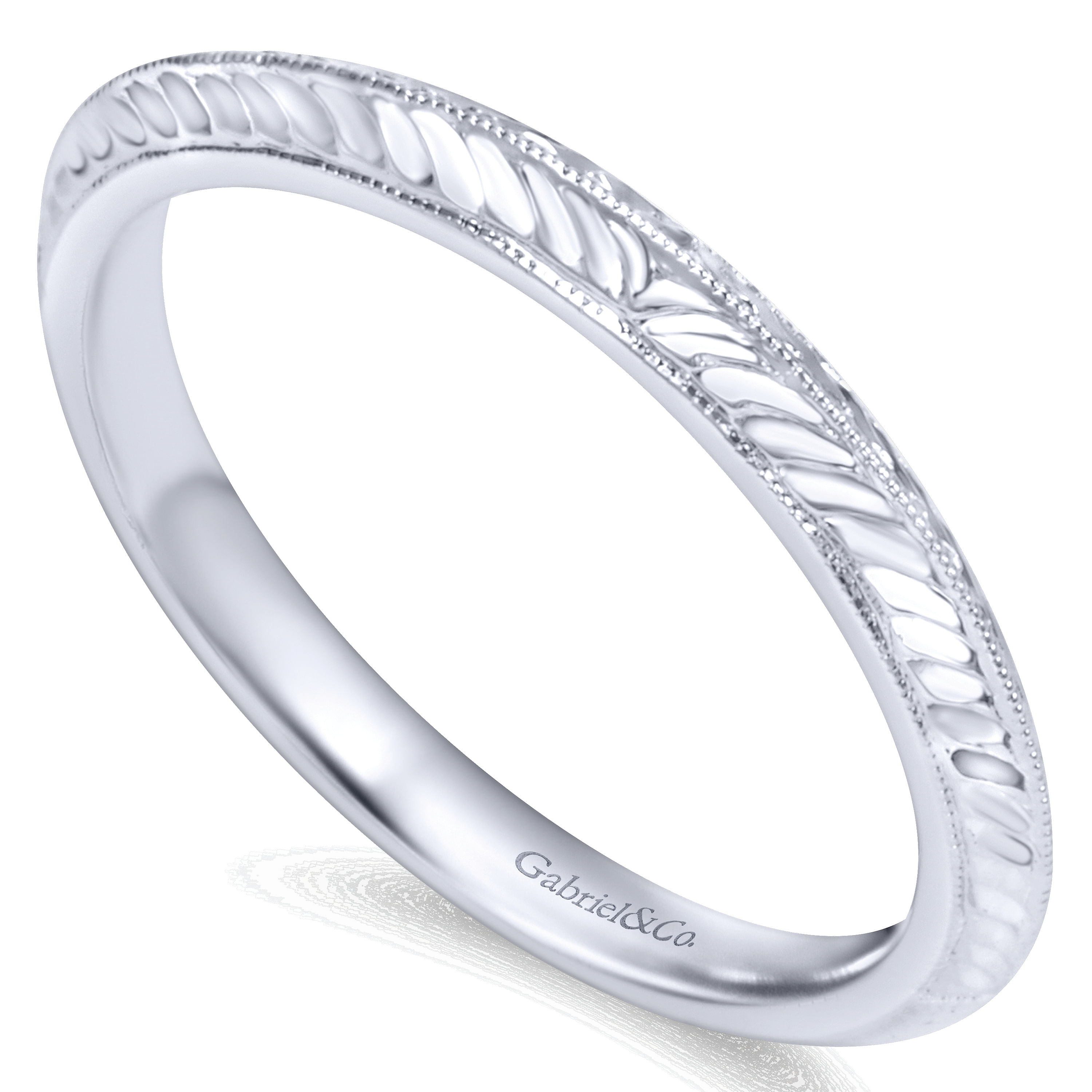14k White Gold Straight Wedding Band angle 3 14k White Gold Straight Wedding Band angle 3
