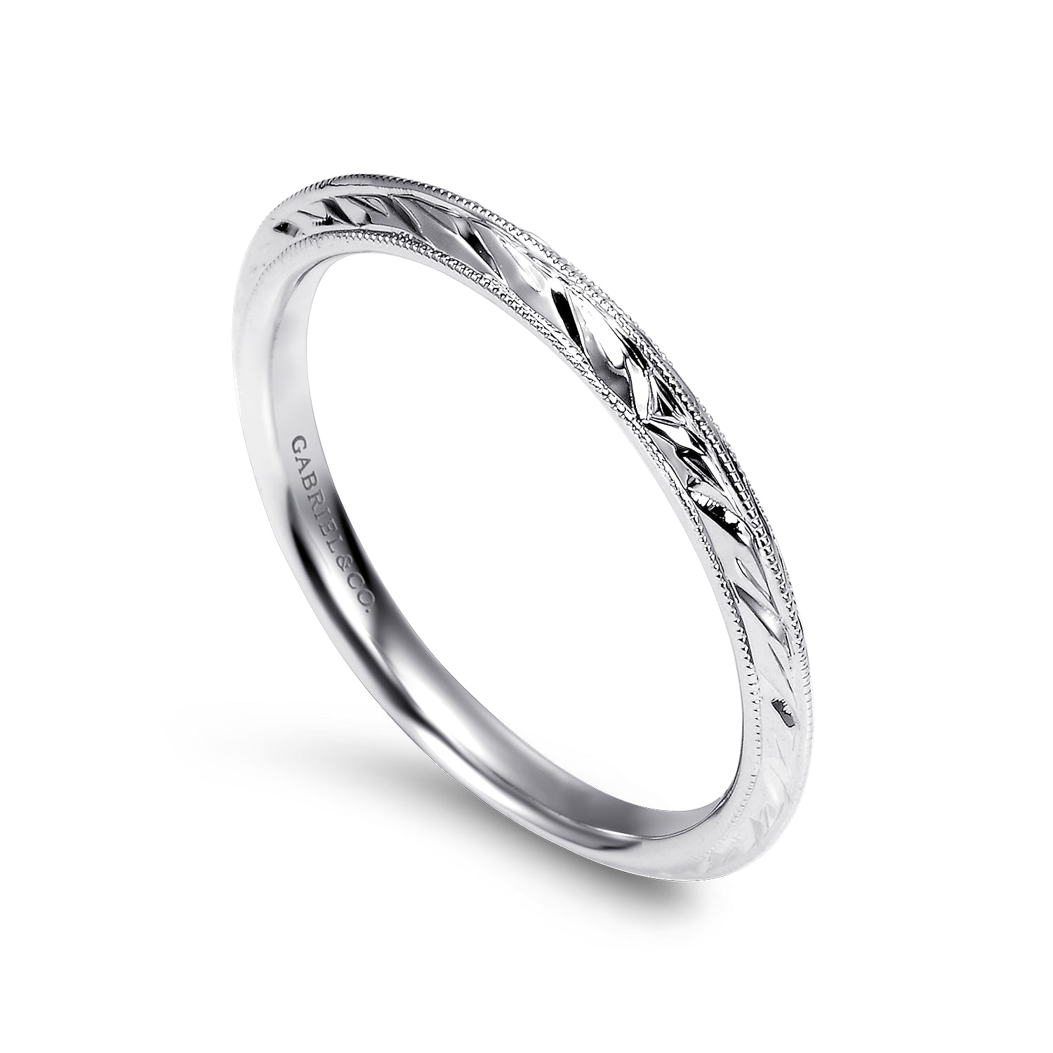 14k White Gold Straight Wedding Band angle 3 14k White Gold Straight Wedding Band angle 3