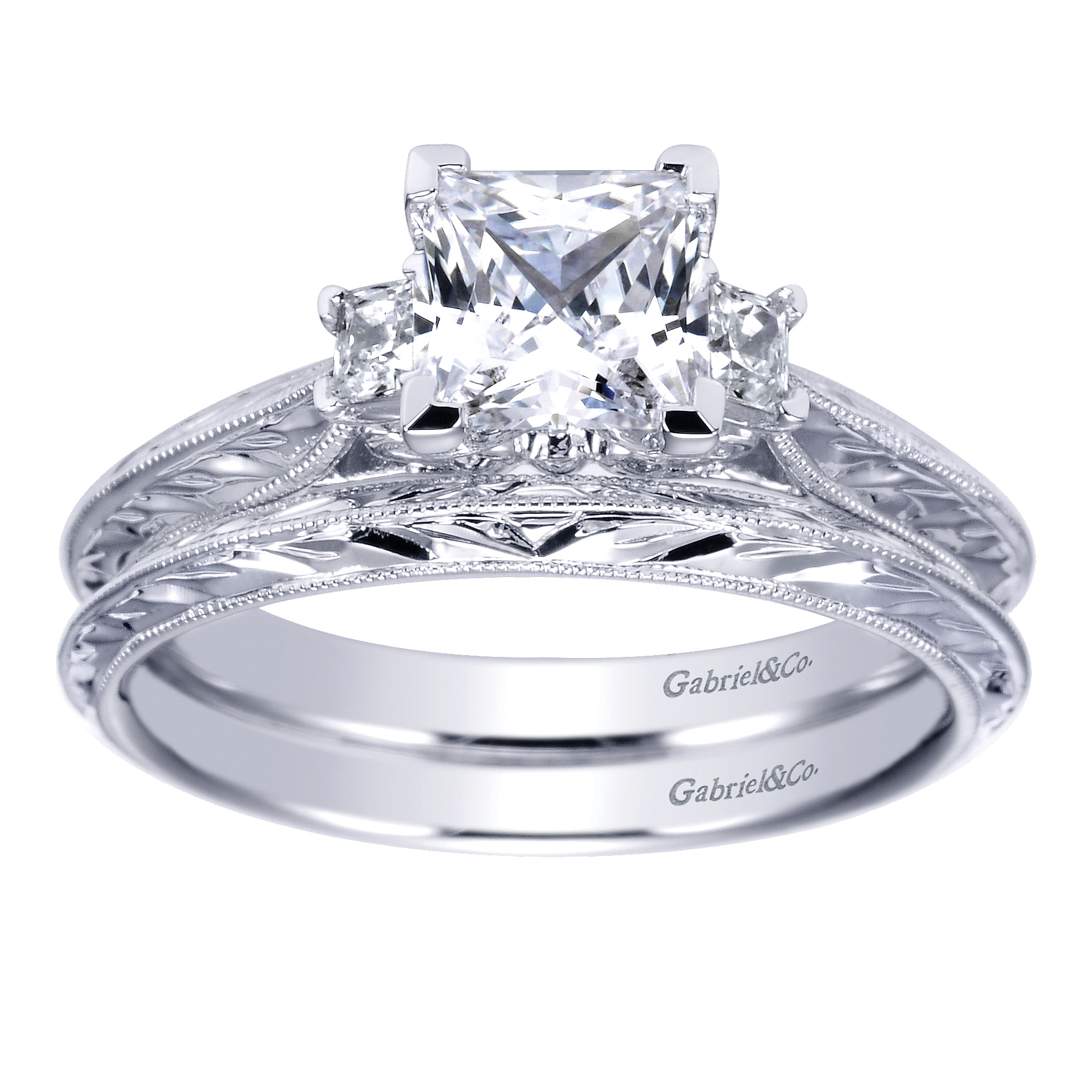 14k White Gold Straight Wedding Band angle 4 14k White Gold Straight Wedding Band angle 4