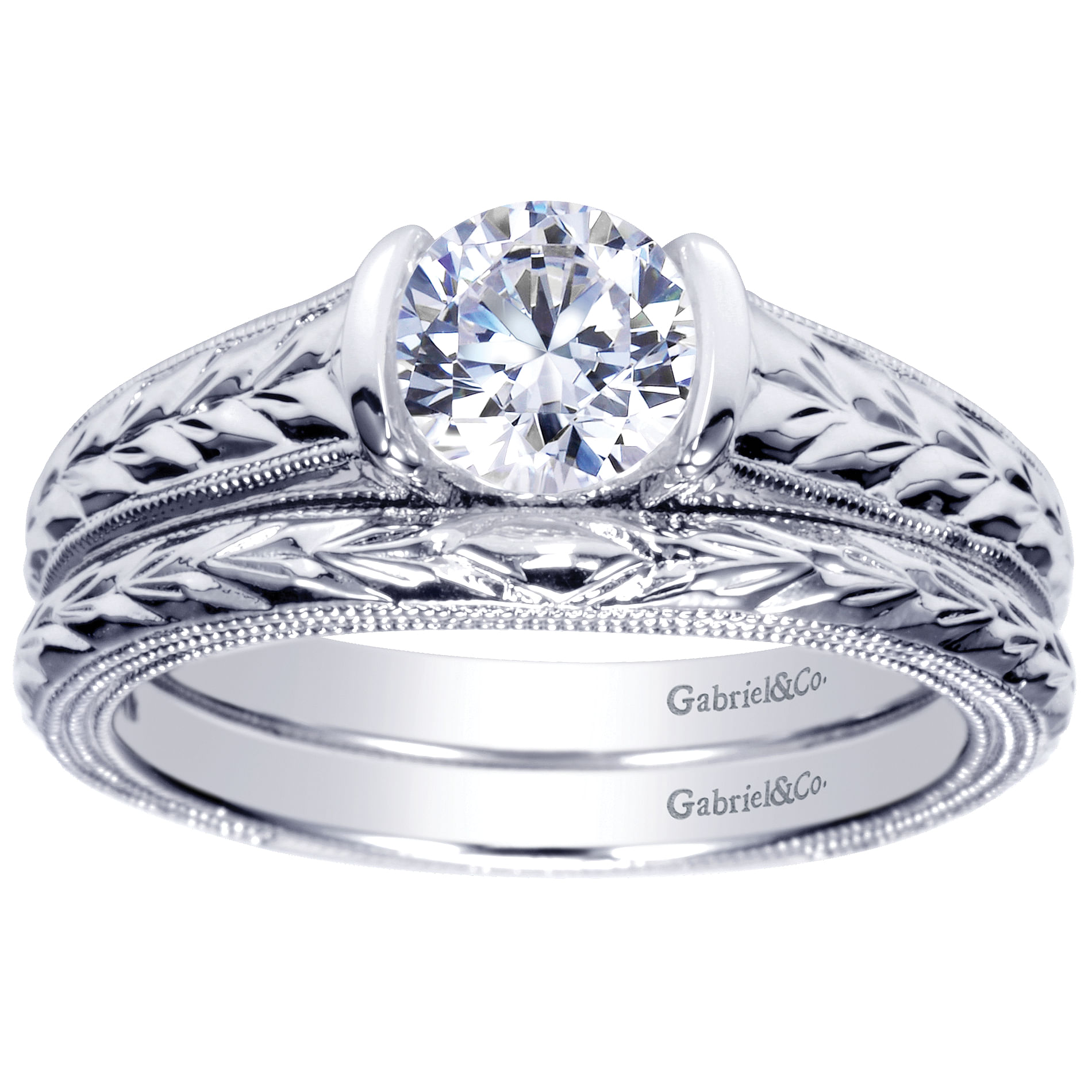 14k White Gold Straight Wedding Band angle 4 14k White Gold Straight Wedding Band angle 4