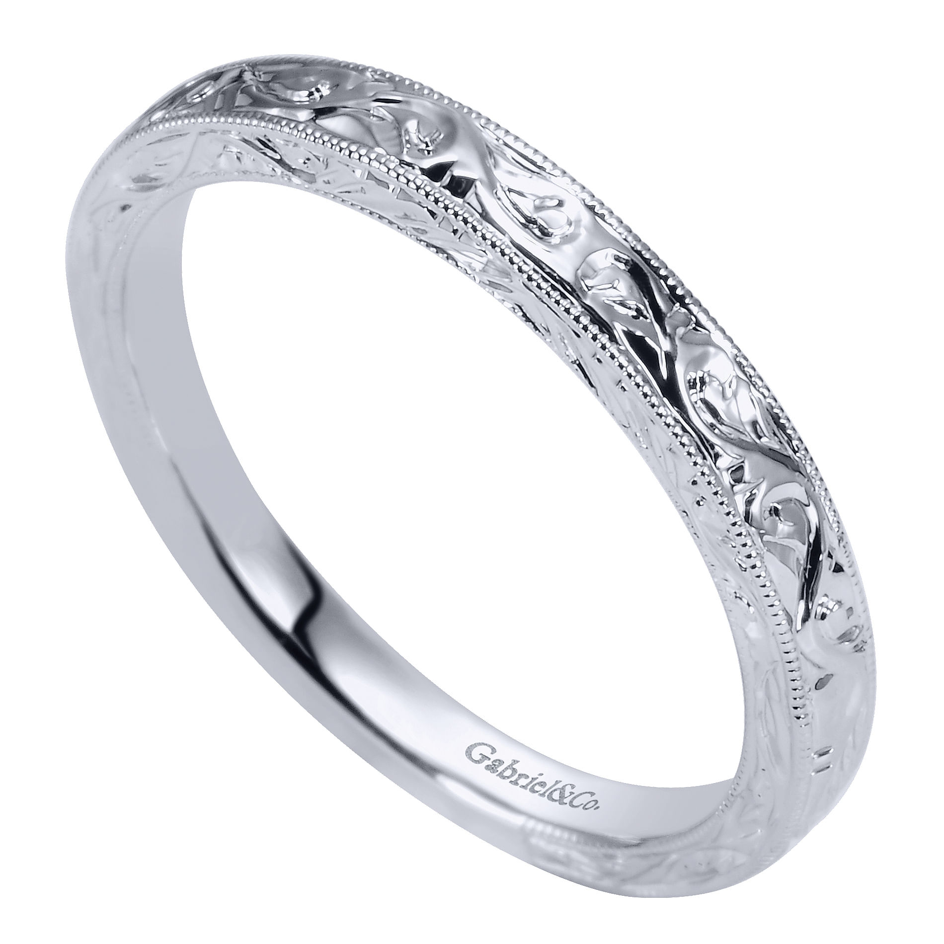 14k White Gold Straight Wedding Band angle 3 14k White Gold Straight Wedding Band angle 3